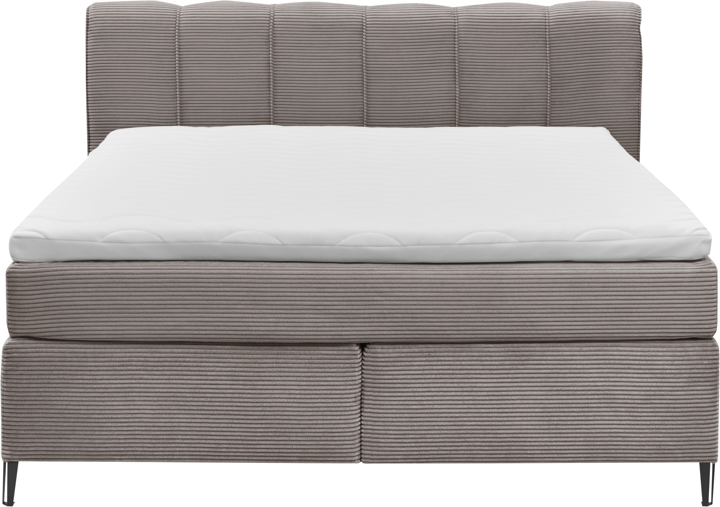 set one by Musterring Boxspringbett »Fairfield«, Metallfuß schwarz, Kopfteil mit Keder, Breite 160 oder 180 cm