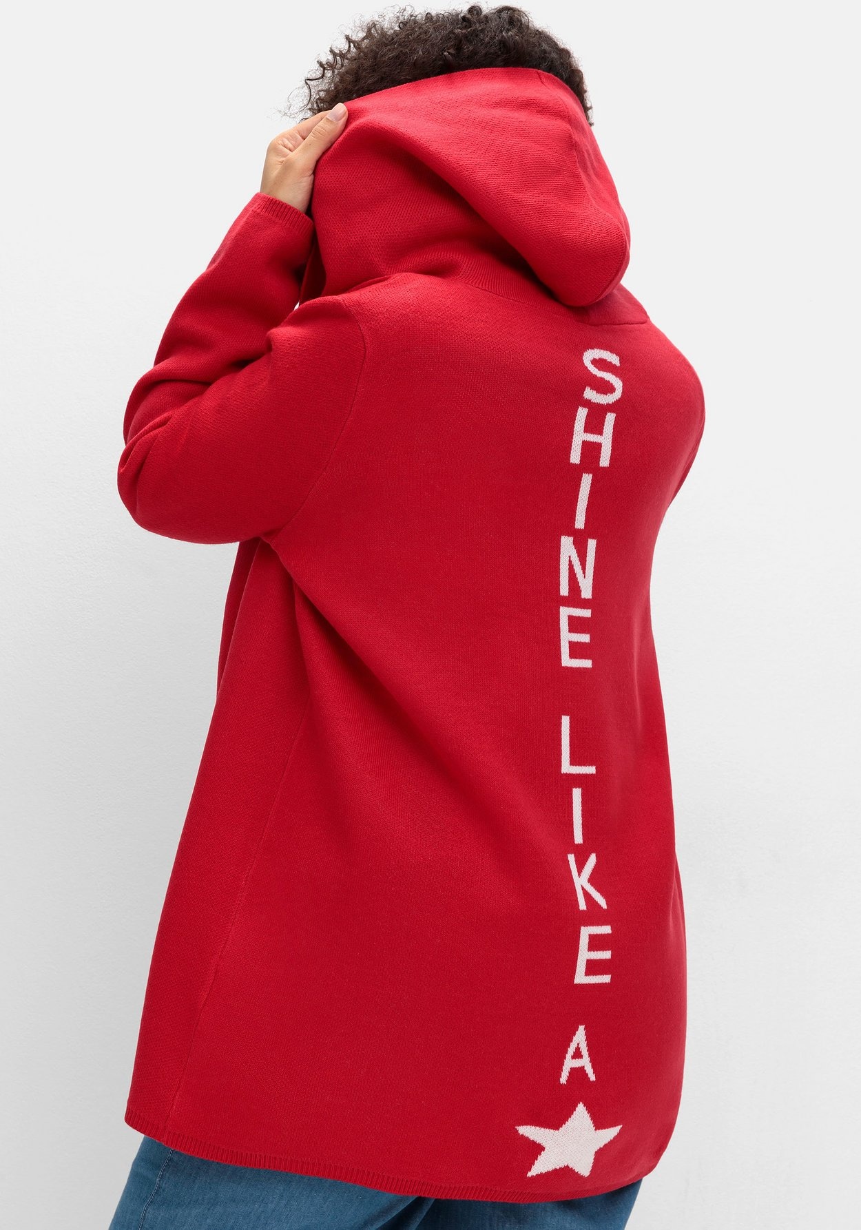 Sheego Strickjacke »Strickjacke mit Kapuze und Jacquard-Details«