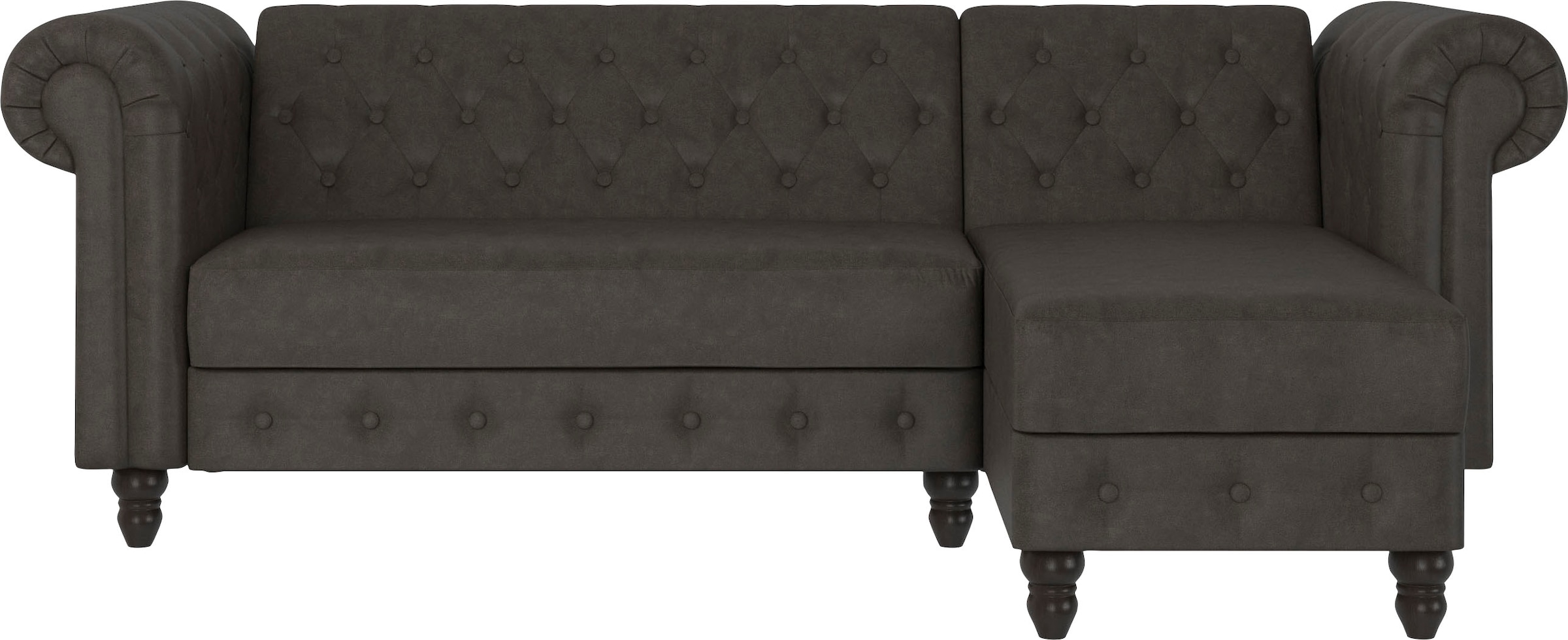 Dorel Home Ecksofa »Felix, L-Form, 241 cm (Liegefl.108x195 cm), Recamiere tauschbar,«, verstellb. Rückenlehne, Bett-Funktion, Velours, Kunstleder, Vintage