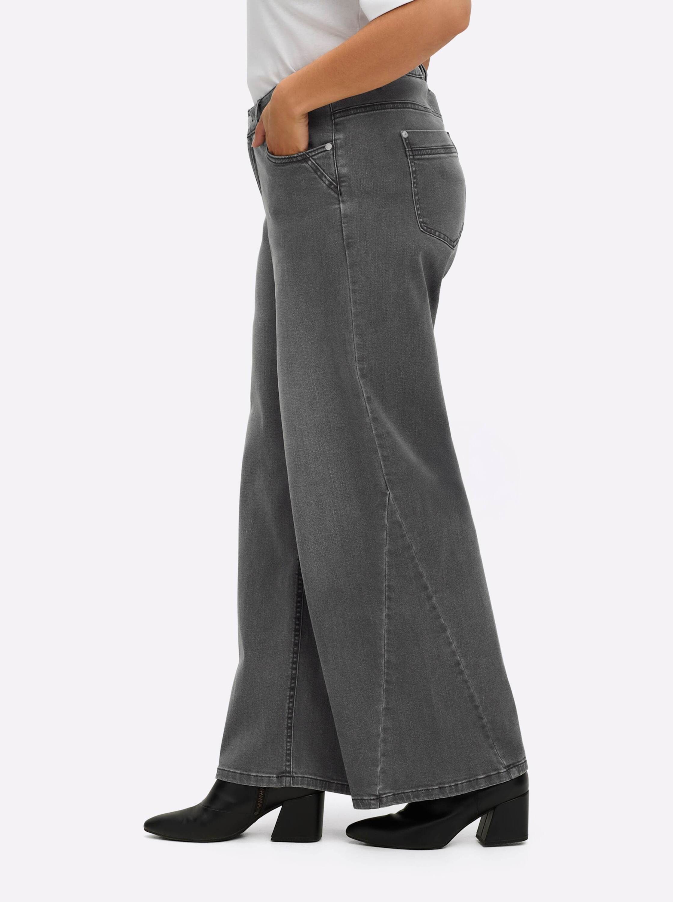 Sheego 5-Pocket-Jeans »Jeans Jeans mit weitem Bein und Knopflochgummi«