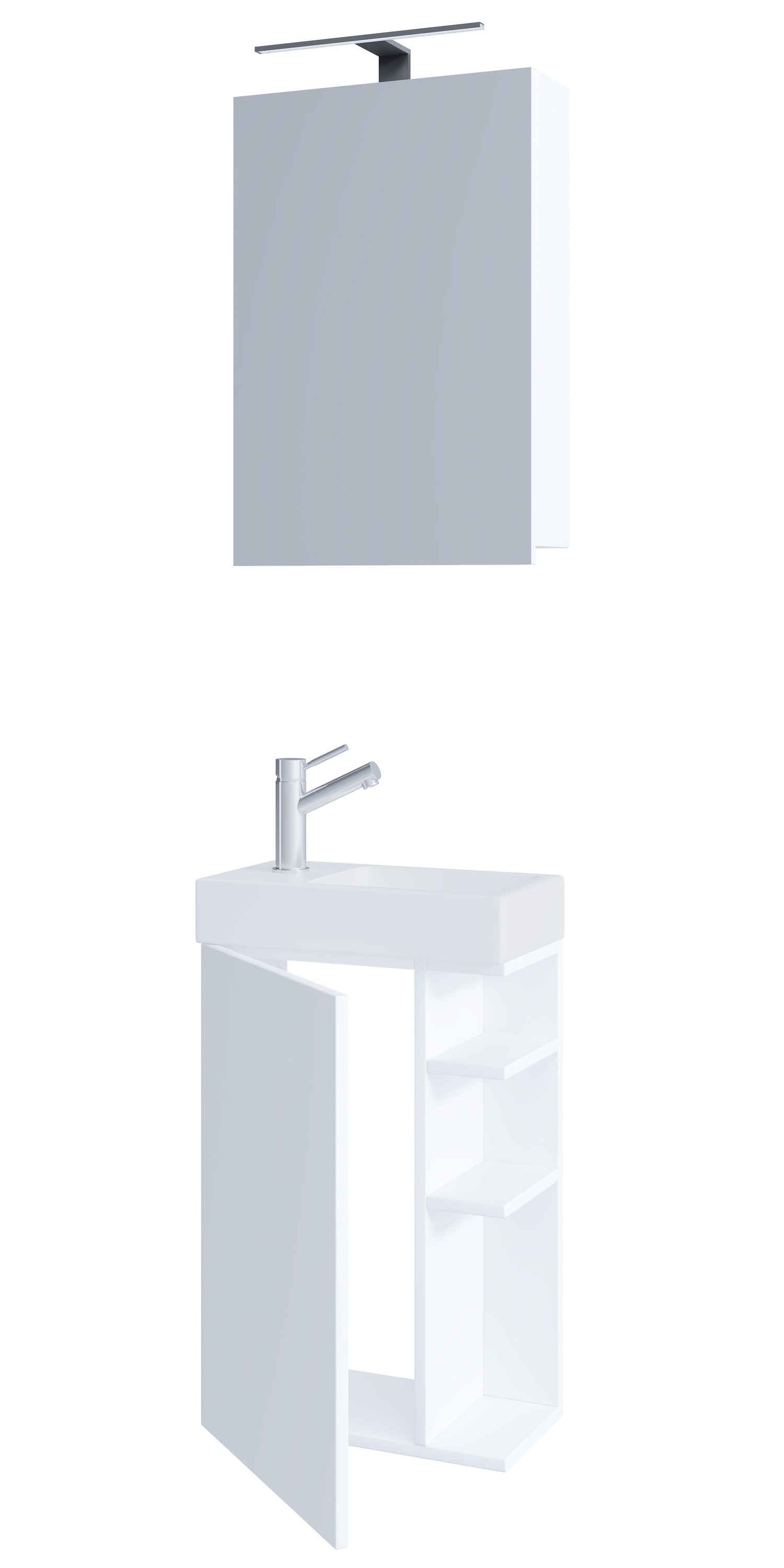VCM Waschbeckenunterschrank »VCM 3-tlg Set | Waschplatz für Gäste WC | Gästebad | Waschtisch mit Spiegelschrank | Badezimmer Set ¿ Lumia«, (3 St.)