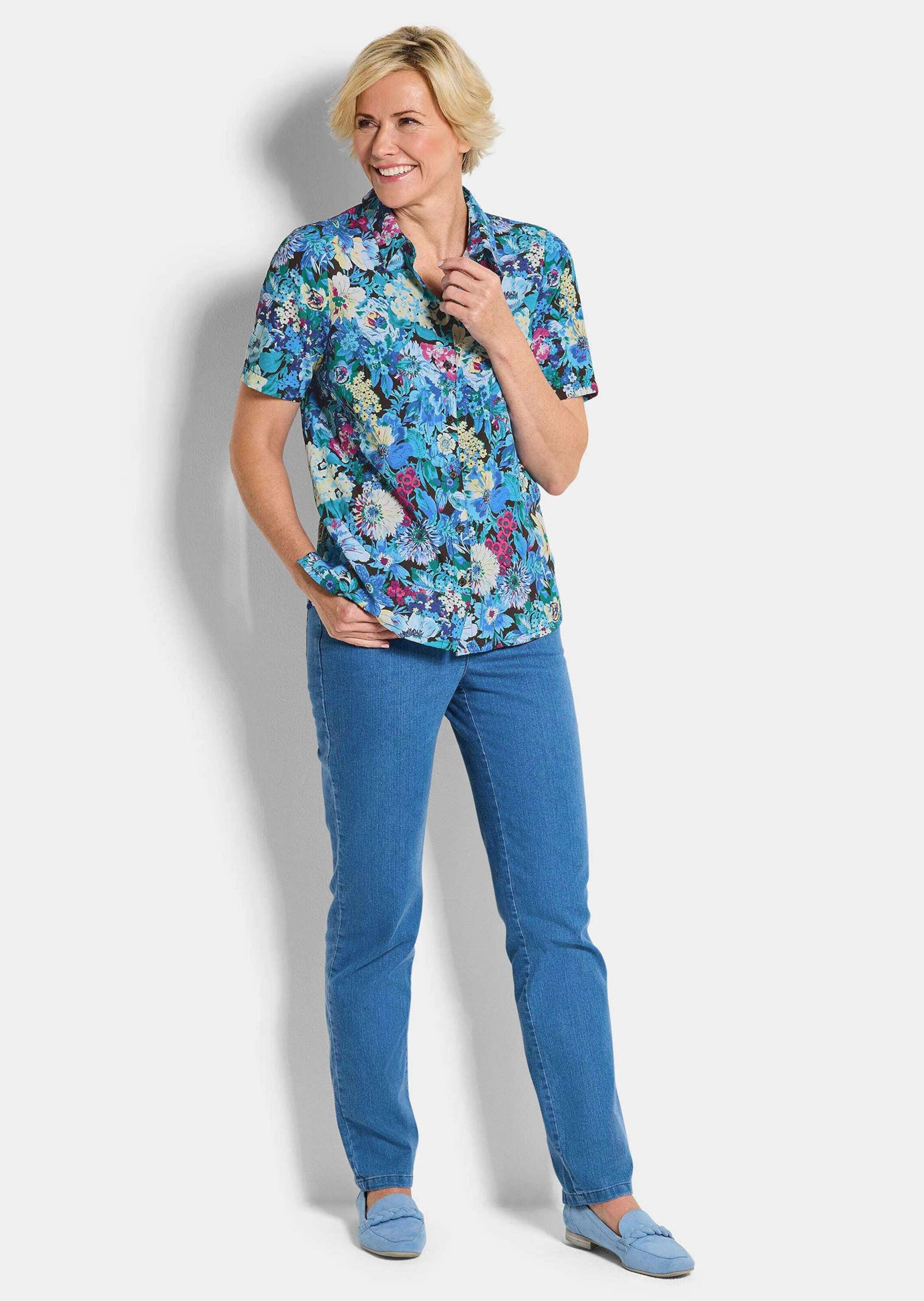 GOLDNER Hemdbluse »Kurzgröße Blusenshirt mit floralem Print« keine