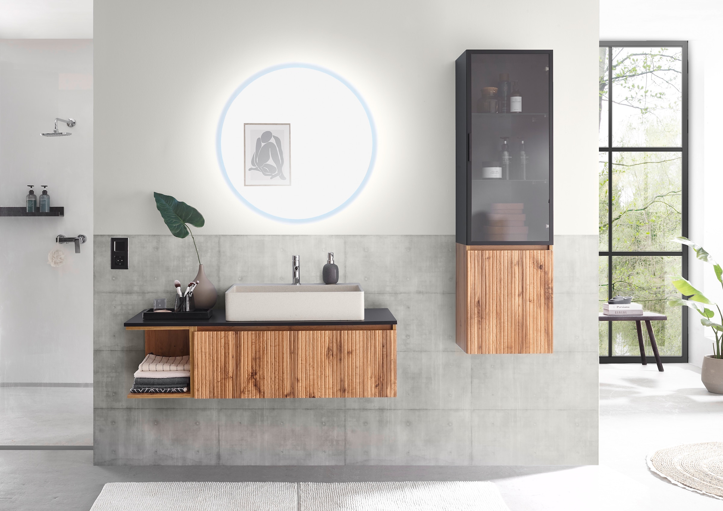 BASIC by Balculina Hochschrank »Loris BxHxT 40x140x32 cm« 1 Stk. tlg. Breite 40cm, Softclose, Glastür