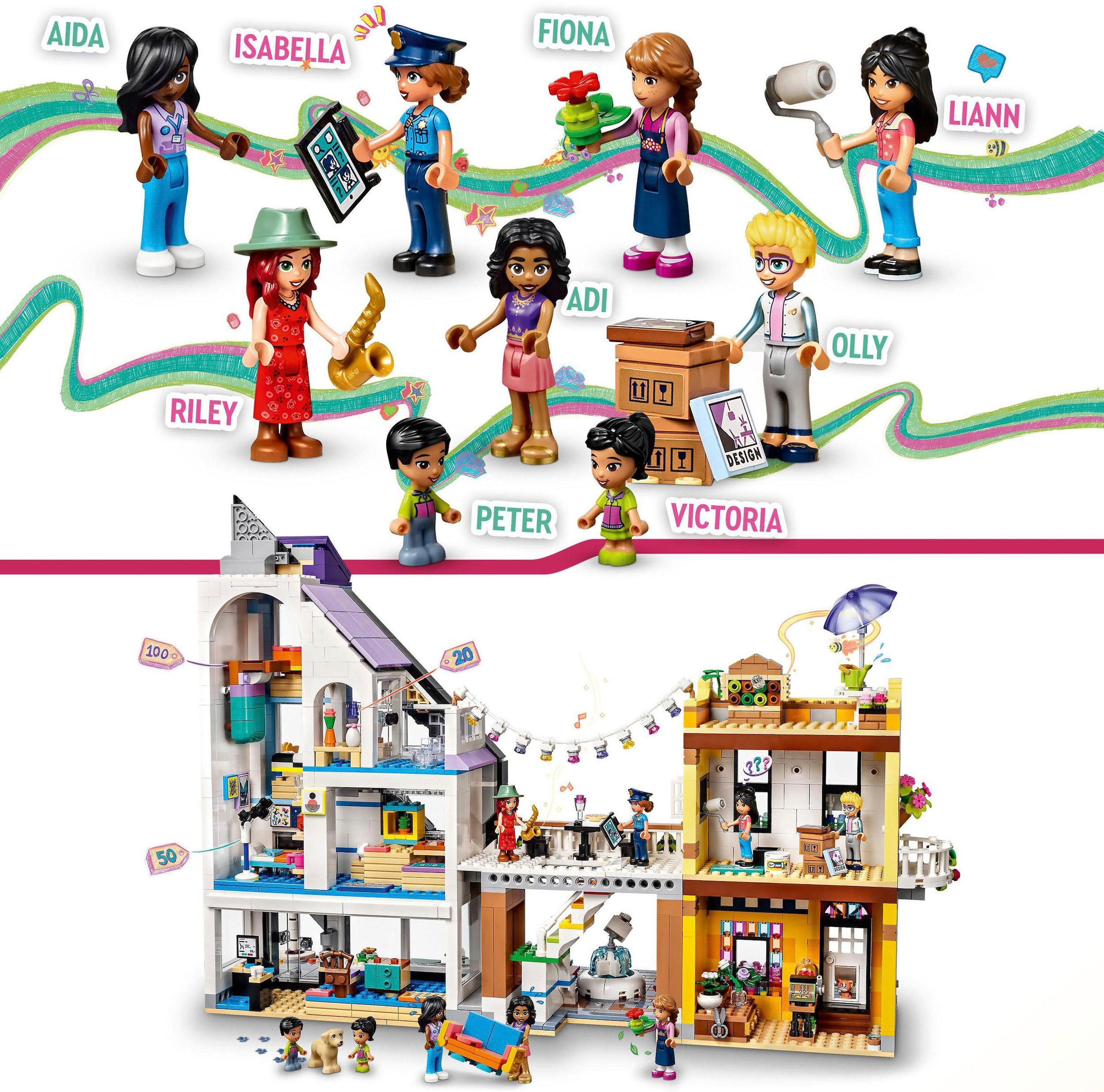 LEGO® Konstruktionsspielsteine »Stadtzentrum (41732), LEGO® Friends«, (2010 St.), Made in Europe
