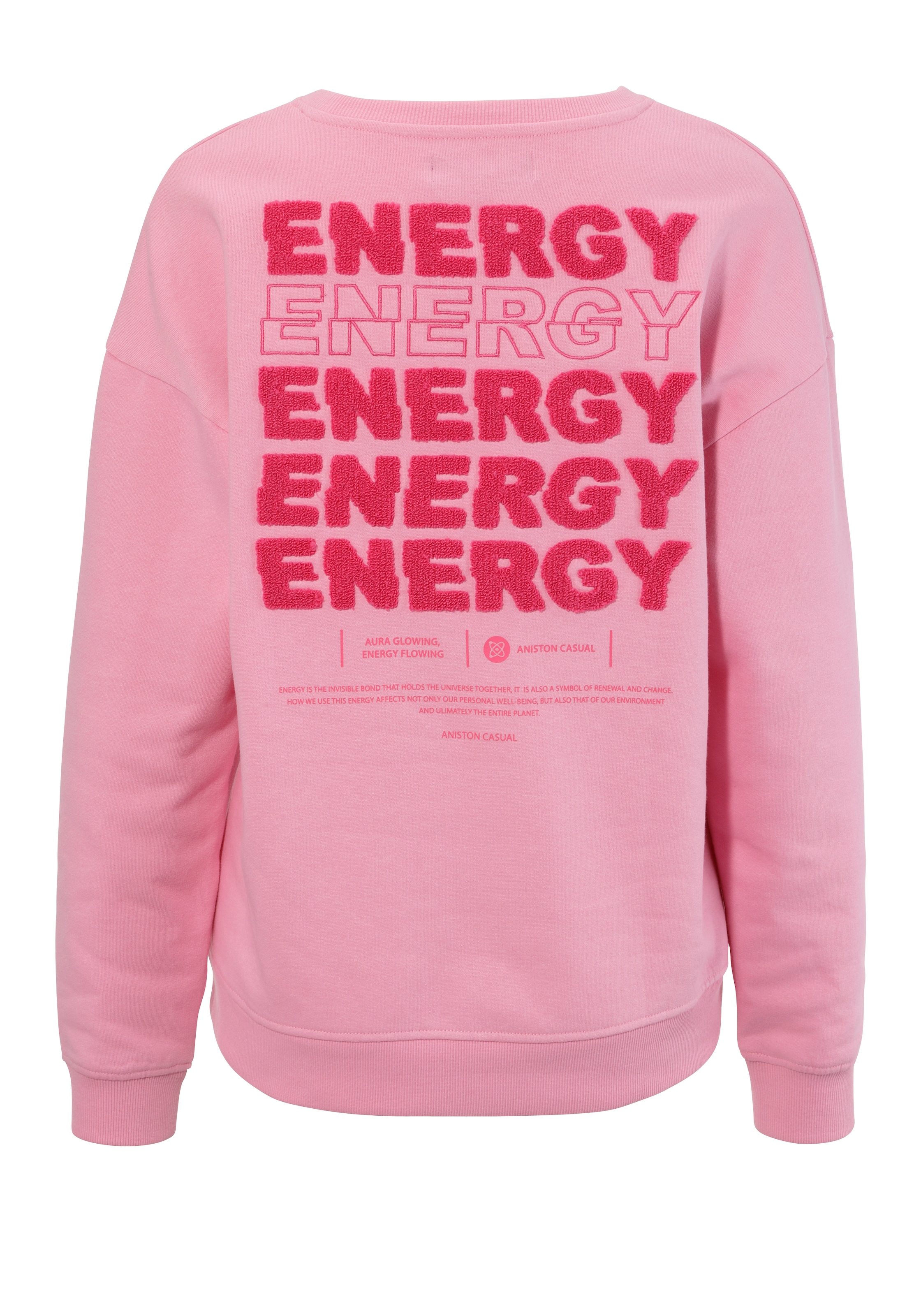 Aniston CASUAL Sweatshirt, hinten mit Applikationen, Stickerei und Schriftzügen