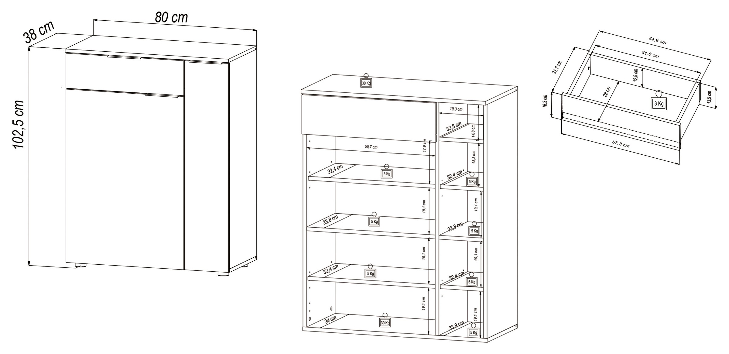 HBZ Schuhschrank »Lagos«, (1 St.), Anthrazit, Schukommode mit Schubkasten