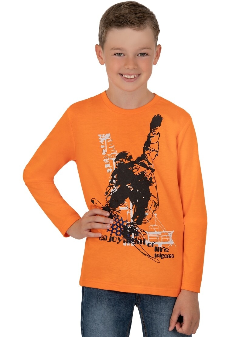 Trigema T-Shirt »TRIGEMA Longsleeve mit Snowboard-Print«, (1 tlg.)
