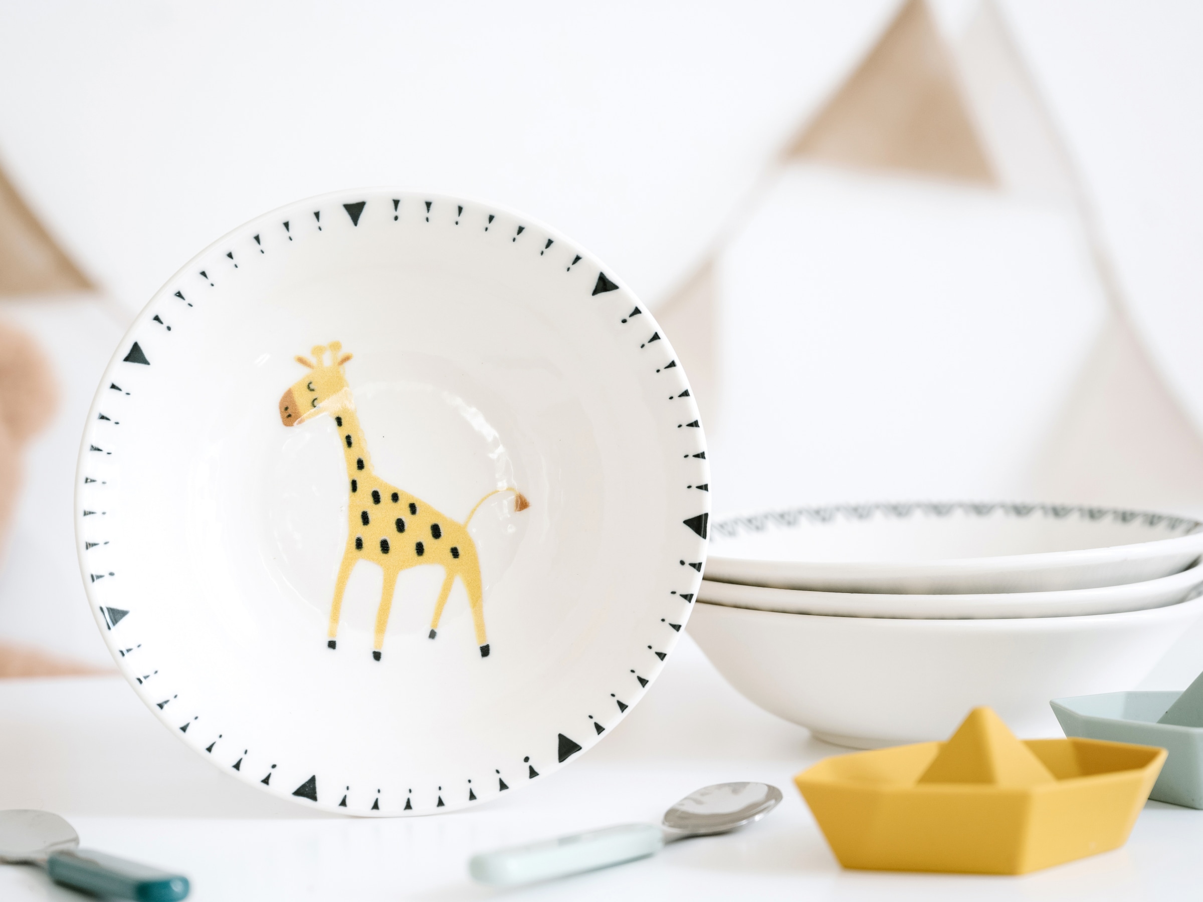 CreaTable Teller-Set »Safari Bunt, Teller Set 8-tlg.« gezeichnete Tiermotive, skandinavischer Stil, Ethno-Style Motive