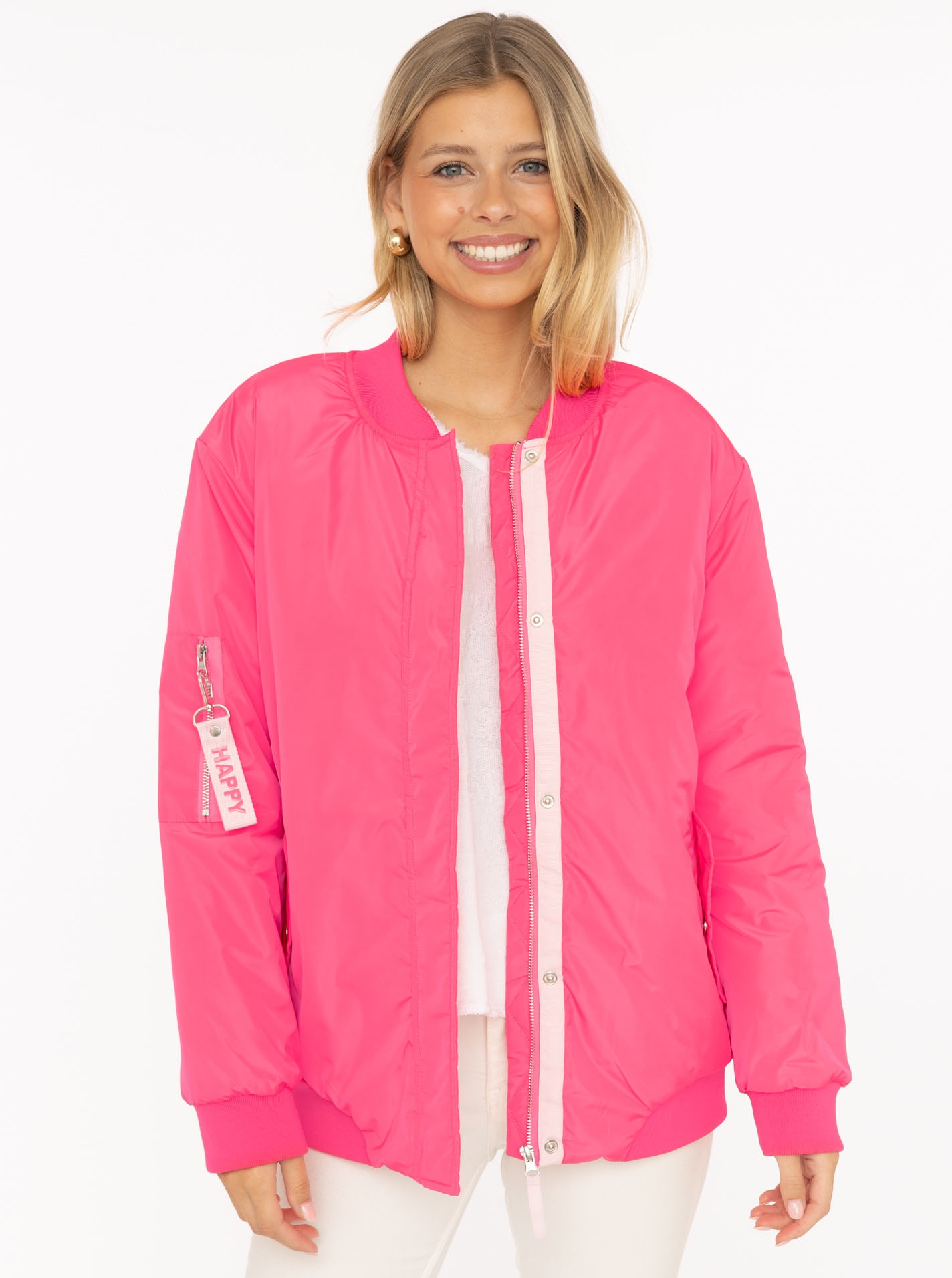 Zwillingsherz Bomberjacke »"Happy"« ohne Kapuze verdeckter Reißveschluss, Taschen