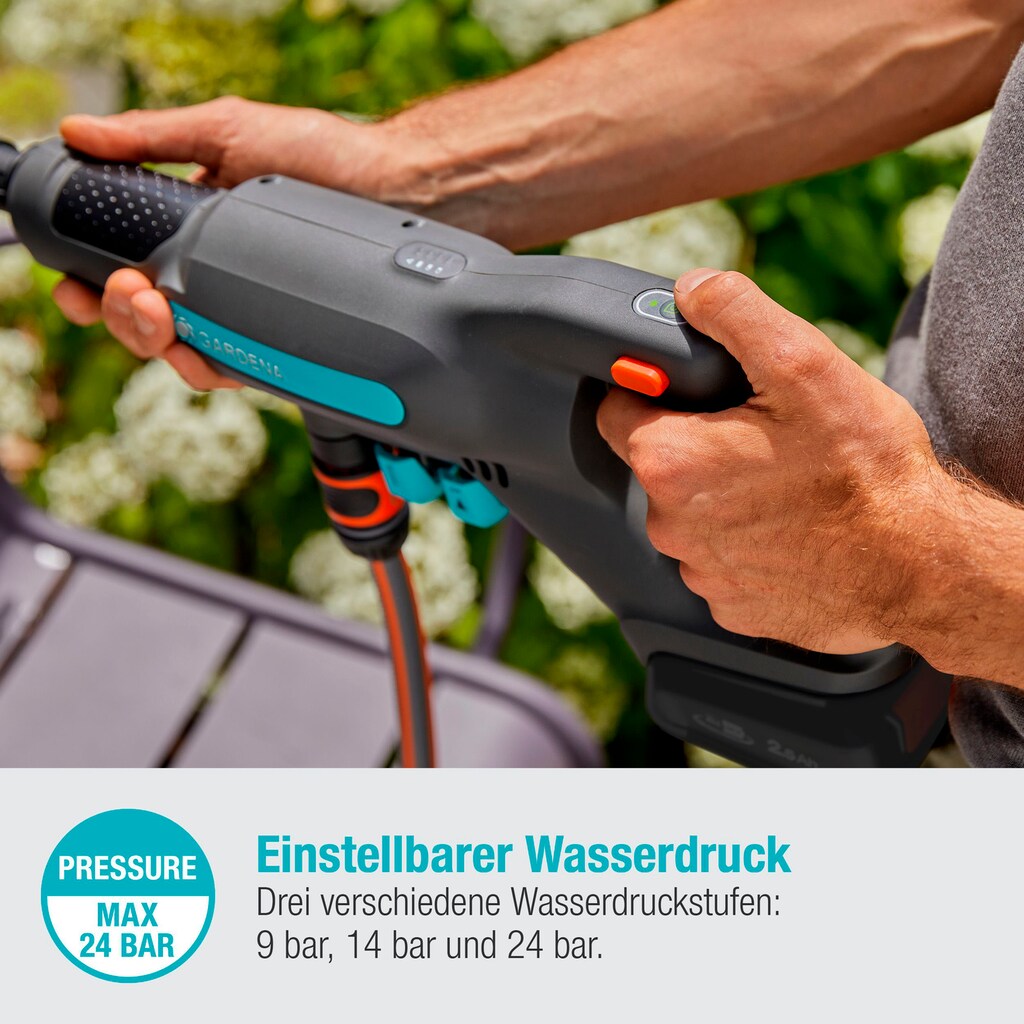 GARDENA Akku-Mitteldruckreiniger »AquaClean 24/18V P4A«, (Set, 5 tlg.)