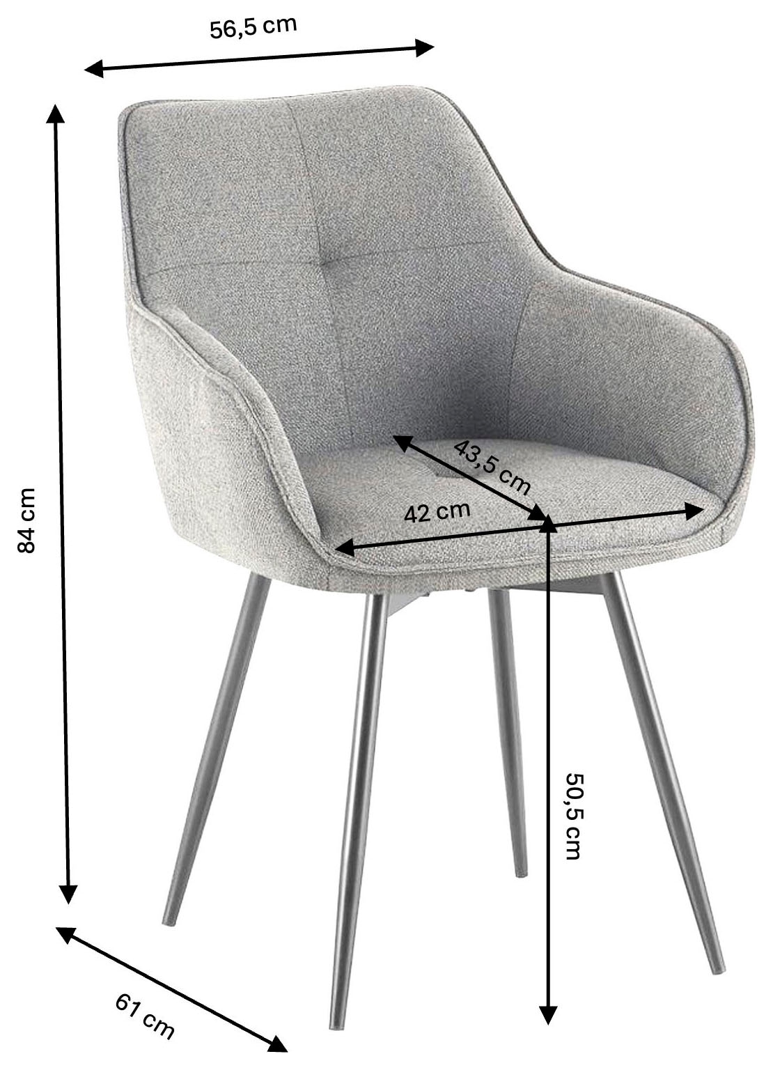 OTTO home Esszimmerstuhl »Azura, 2er-Set« (Set) 2 Stk.Moderner Armlehnstuhl mit 360 Grad drehbarer Sitzschale in Webstoff