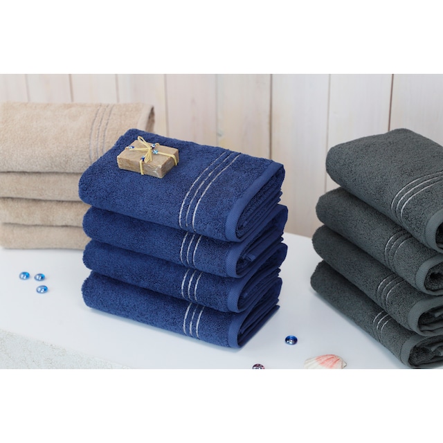 my home Handtuch Set »Lillou«, 4 tlg., Frottee, mit Streifenbordüre,  Premium Baumwolle, 4 Handtücher (50x100 cm) kaufen bei OTTO
