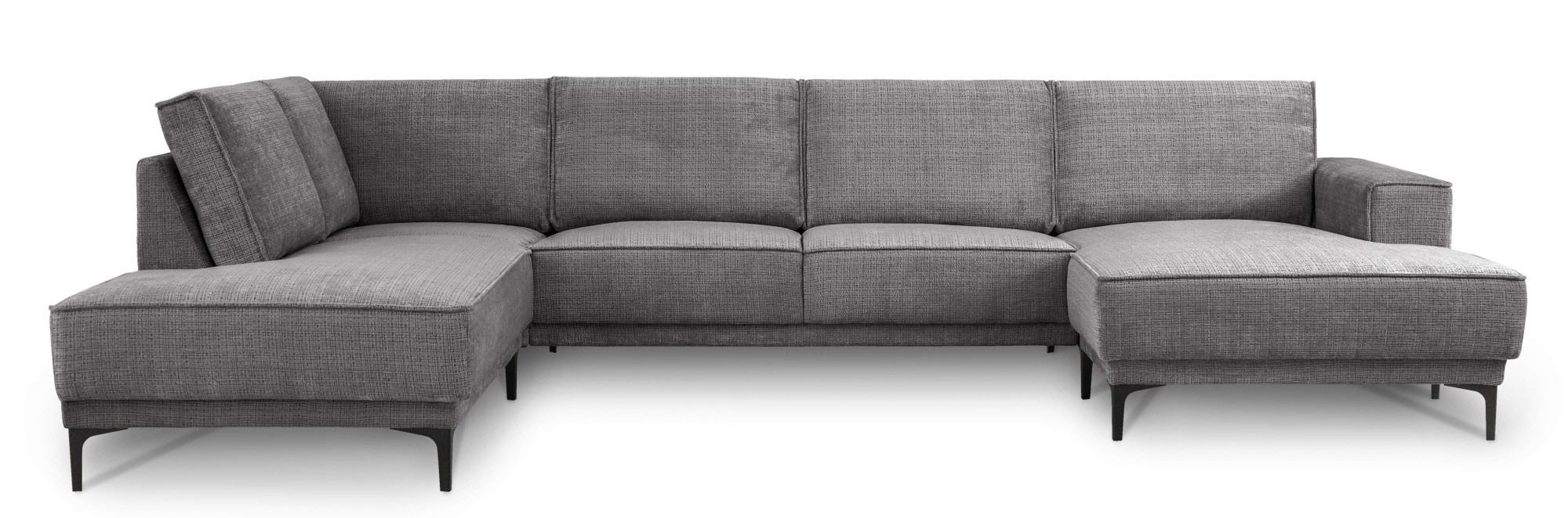 Places of Style Wohnlandschaft »XXL Sofa Oland, Struktur, Flachgewebe, Luxus-Microfaser, Boucle«, U-Form, 345 cm, Wellenunterfederung, Skandi-Design, Metallfüße