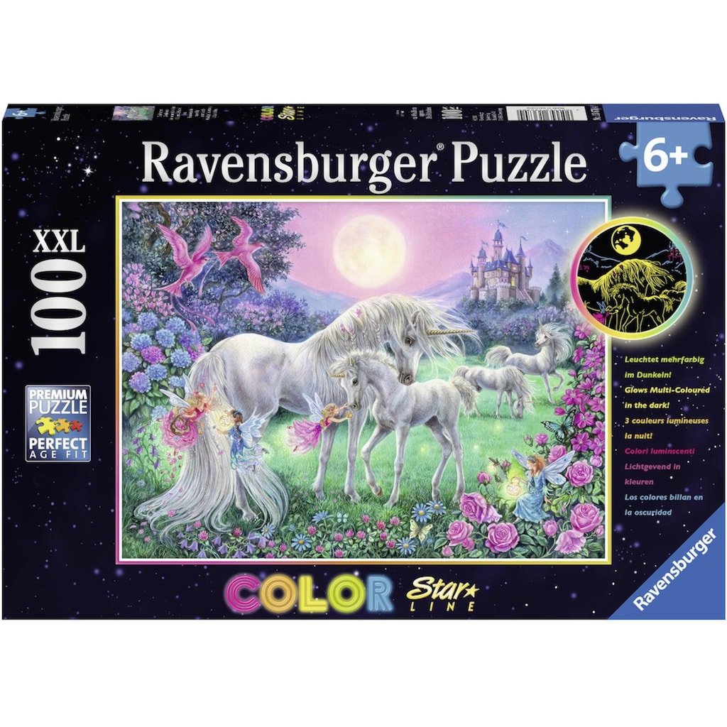 Ravensburger Puzzle »Color Star Line, Einhörner im Mondschein«, leuchtet im Dunkeln, Made in Germany, FSC® - schützt Wald - weltweit