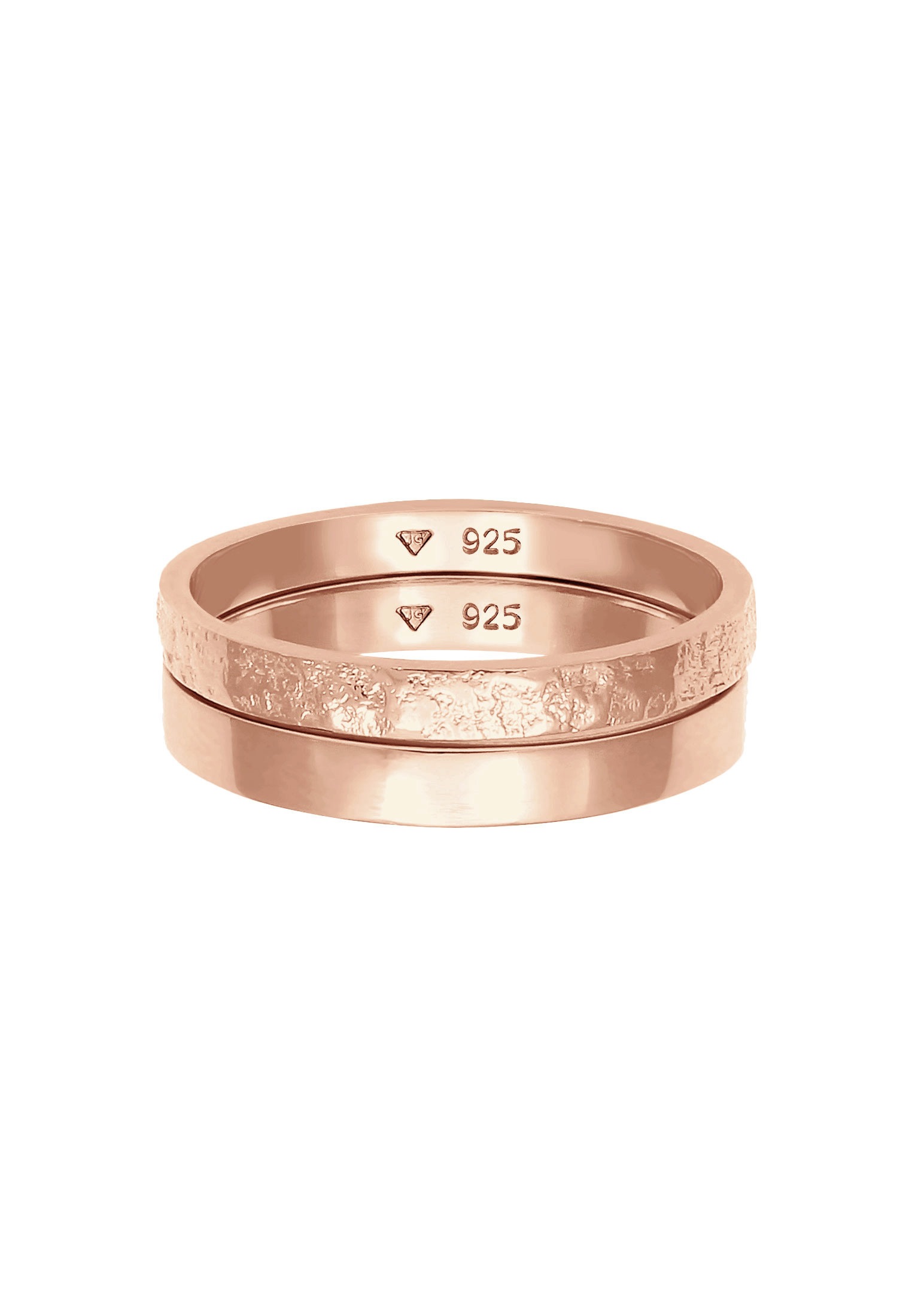 Elli Ring-Set »Ring Bandring Basic Gehämmert (Set 2-tlg) 925 Silber«