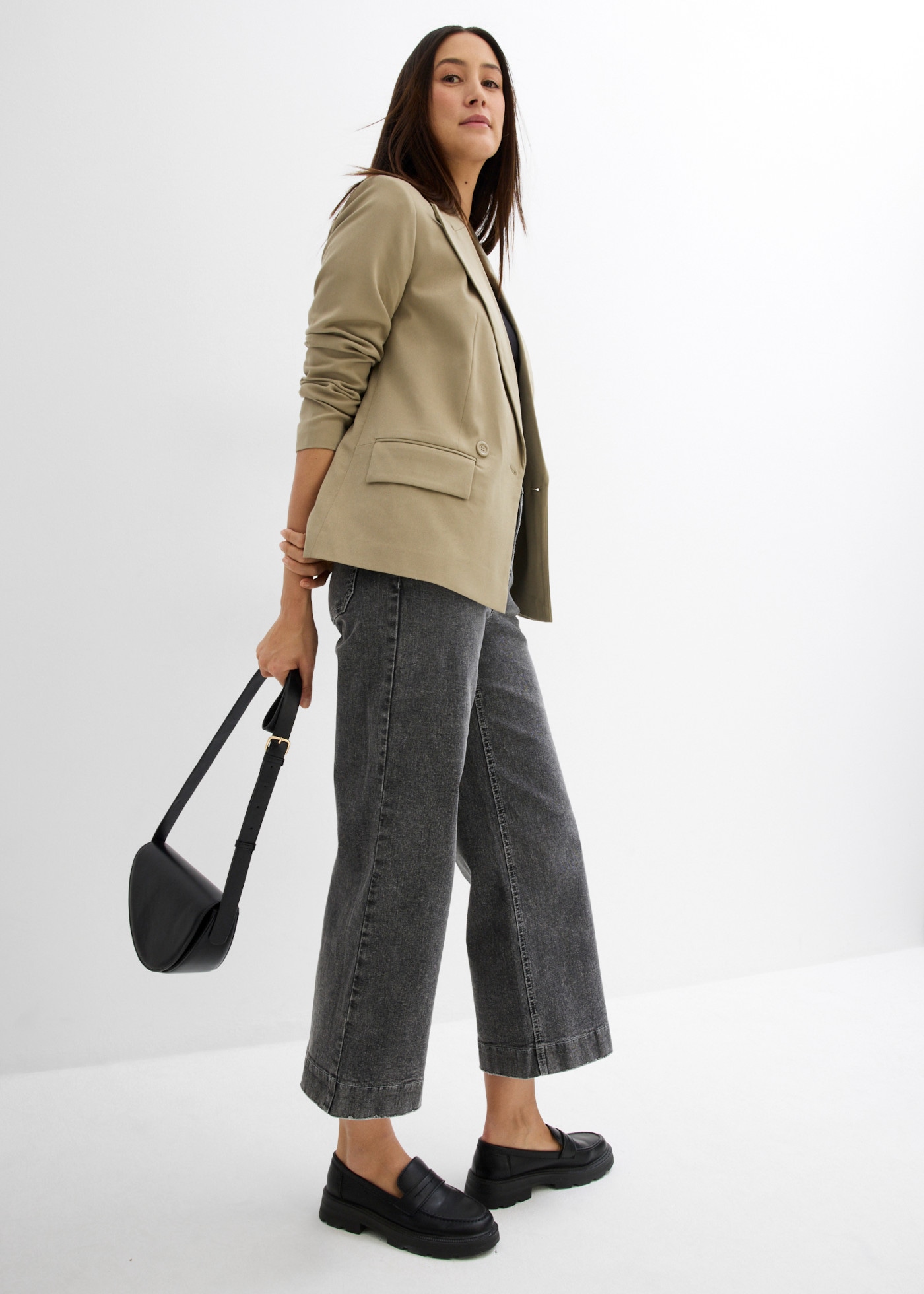 bonprix 7/8-Jeans verkürztes 7/8-Design, weites Bein, Loose Fit, mit Elasthan-Anteil