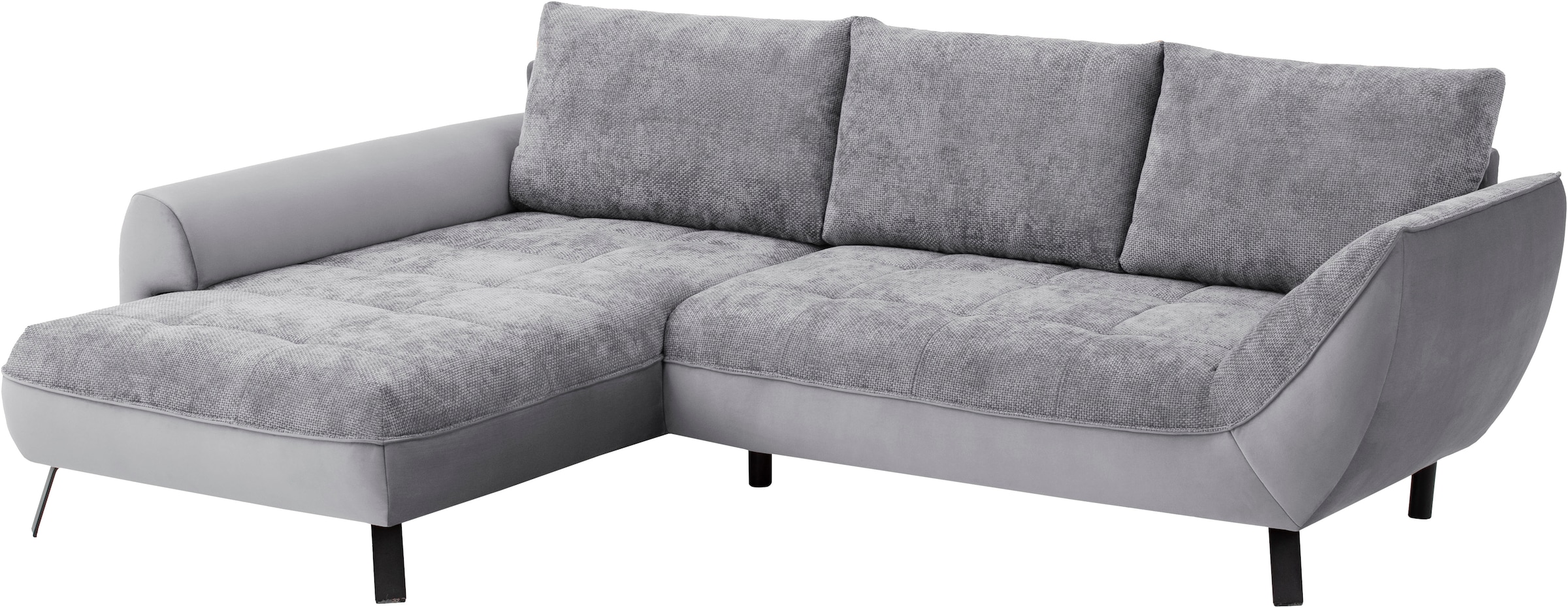 exxpo - sofa fashion Ecksofa »Bellinii, Materialmix, Strukturbezug und pflegeleichter Microvelours«, bequem und modern, Materialmix, L-Form