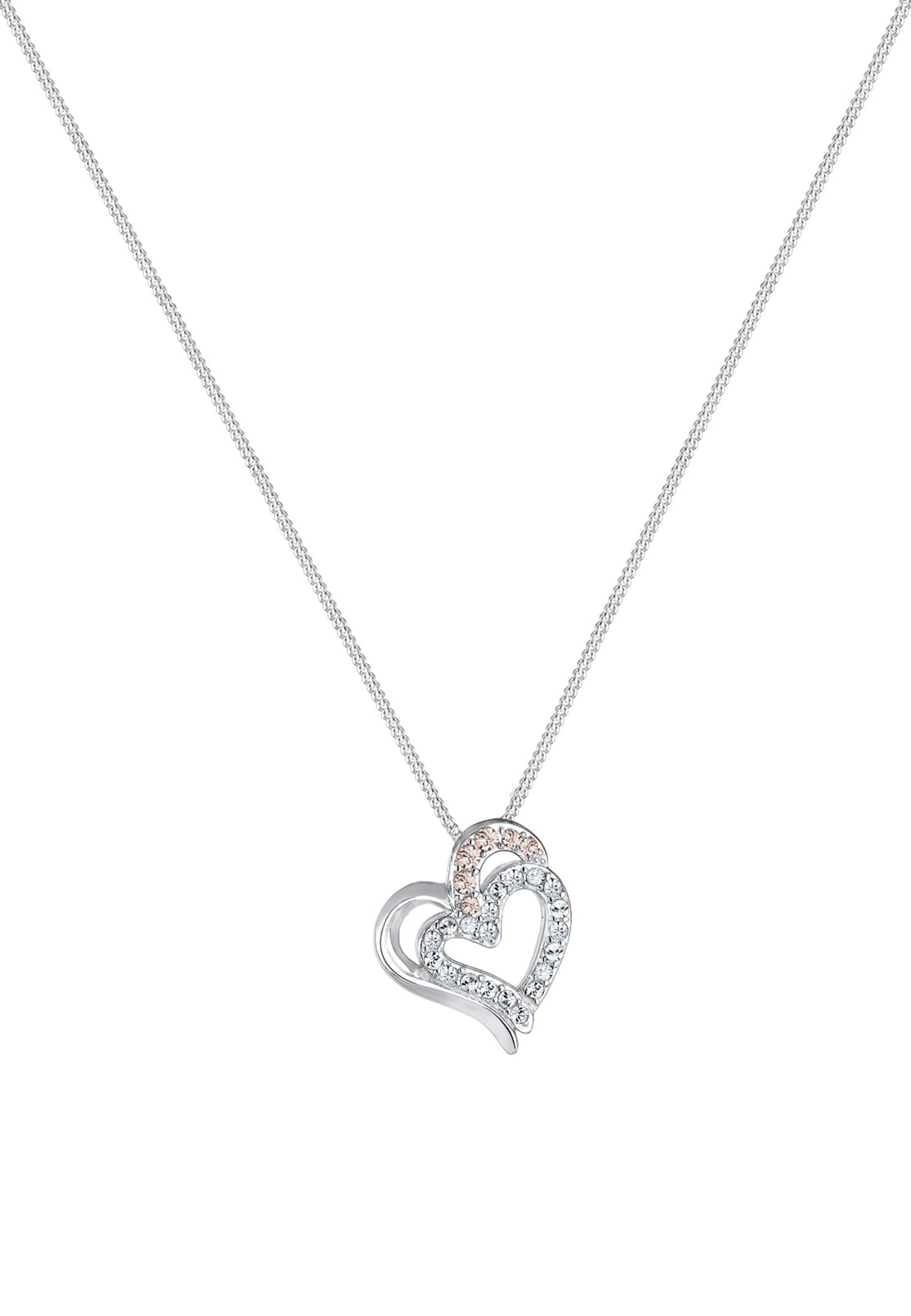 Elli Silberkette »Halskette Herz Weiß 925 Sterling Silber, mit Kristallen von Swarovski®«