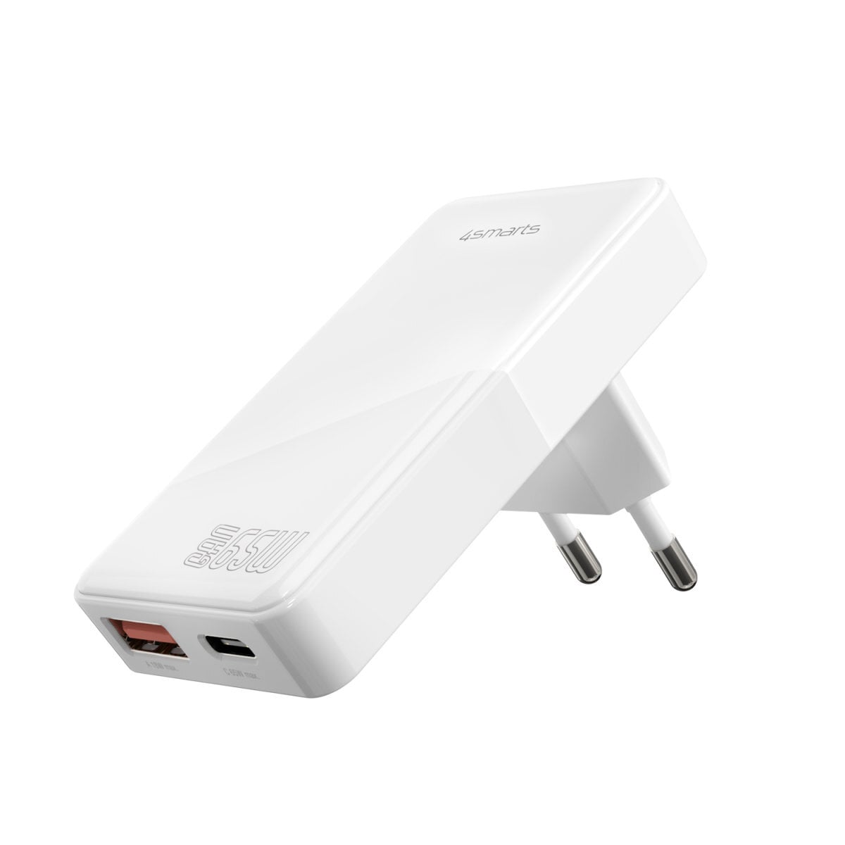 4smarts Universal-Ladegerät »FlatPlug Duos Netzladegerät 65W GaN 1x USB-C+1x USB-A«, (1 St.)