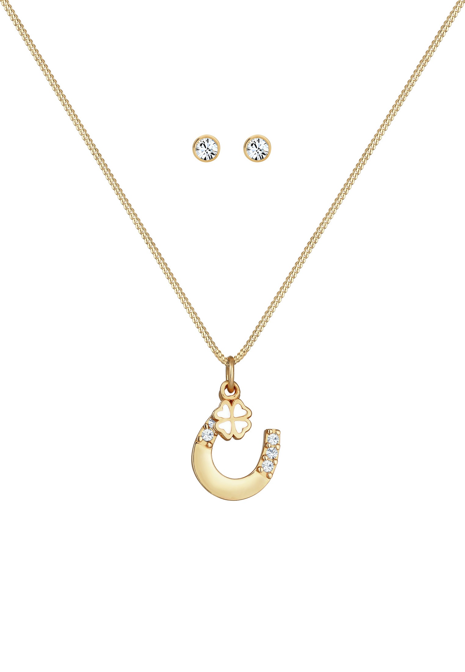 Elli Ohrring und Ketten Set »Schmuckset Hufeisen Weiß 925 Sterling Silber, mit Kristallen von Swarovski®«