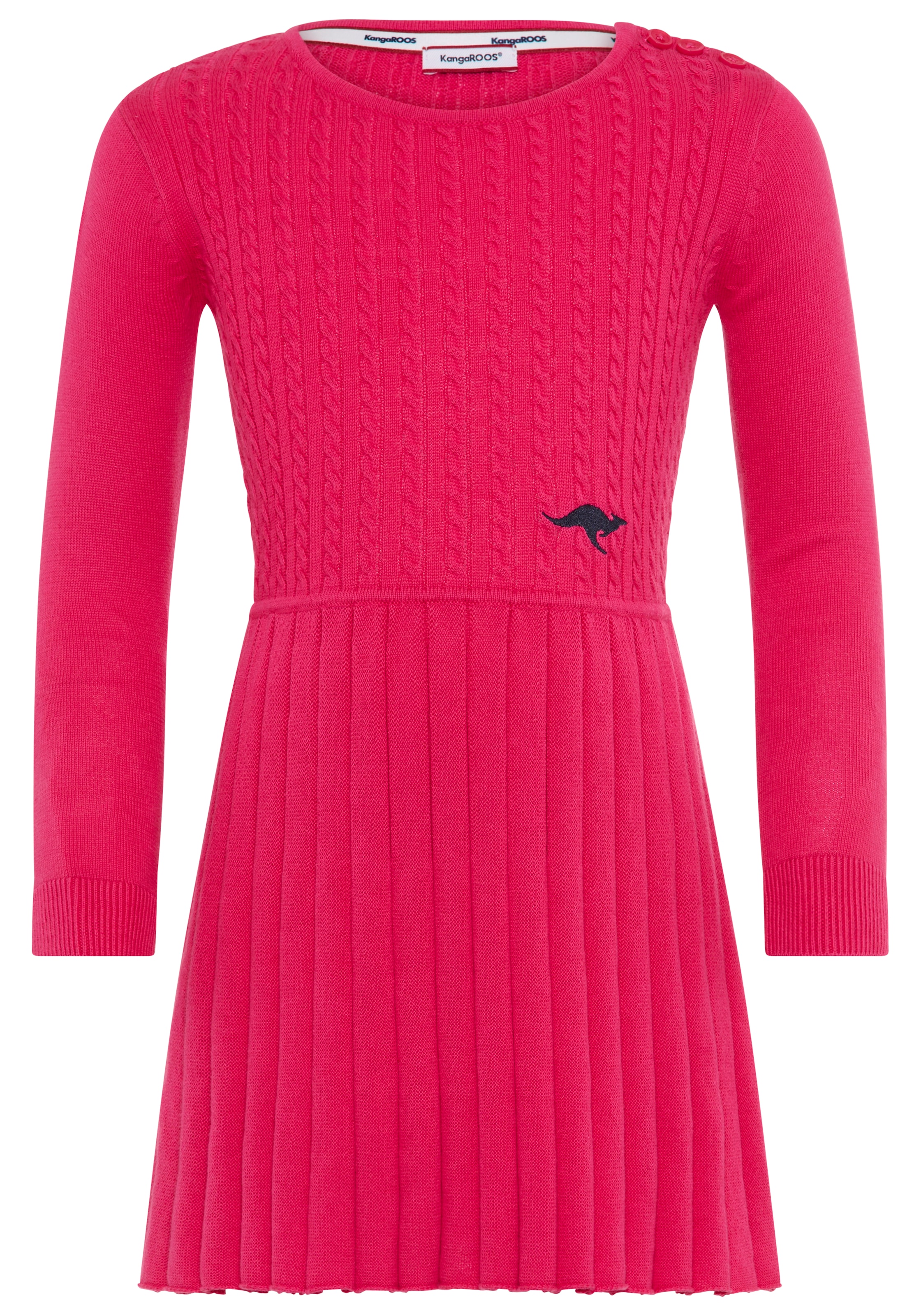 KangaROOS Strickkleid »Strickkleid mit Faltenrock«, Niedliches Strickkleid mit Zopfmuster für kleine Mädchen