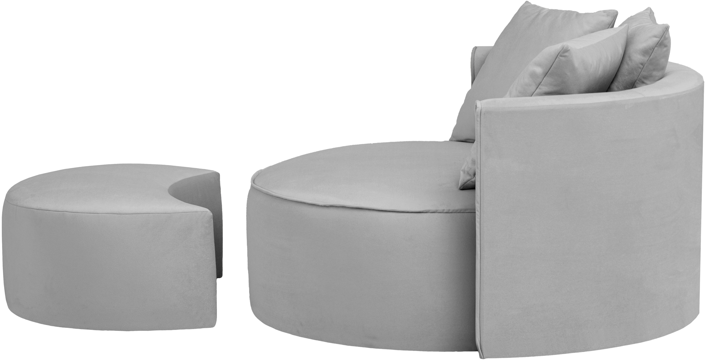 LeGer Home by Lena Gercke XXL-Sessel »ISALIE, Rundsessel mit Hocker, Lesesessel, Loveseat, Big-Sessel«, (Set), trendige Stoffe, mit 3 Zierkissen, große Sitzfläche