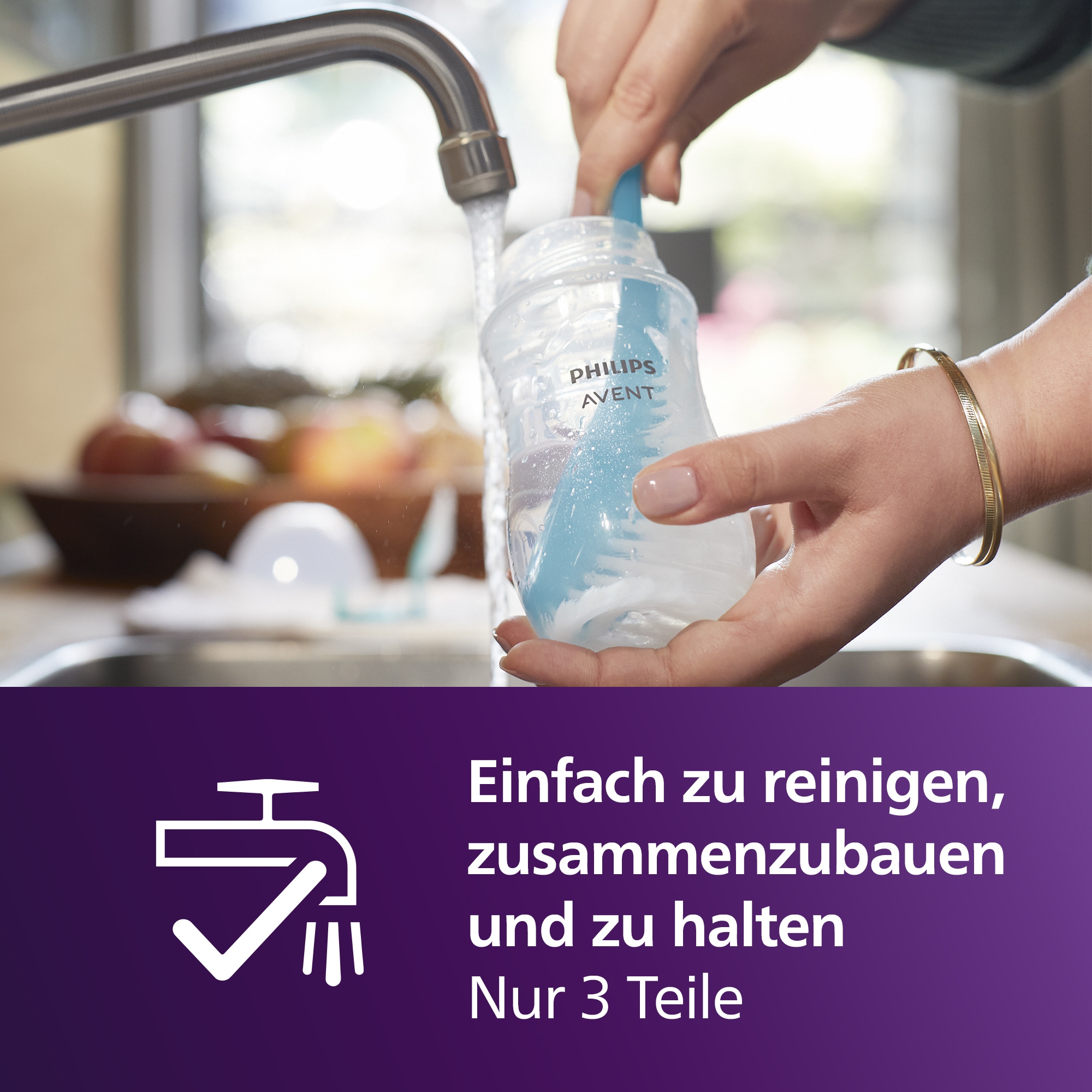 Philips AVENT Babyflasche »Natural Response Starter-Set für Neugeborene SCD838/11«, 4 Flaschen, ultra soft Schnuller und Flaschenbürste