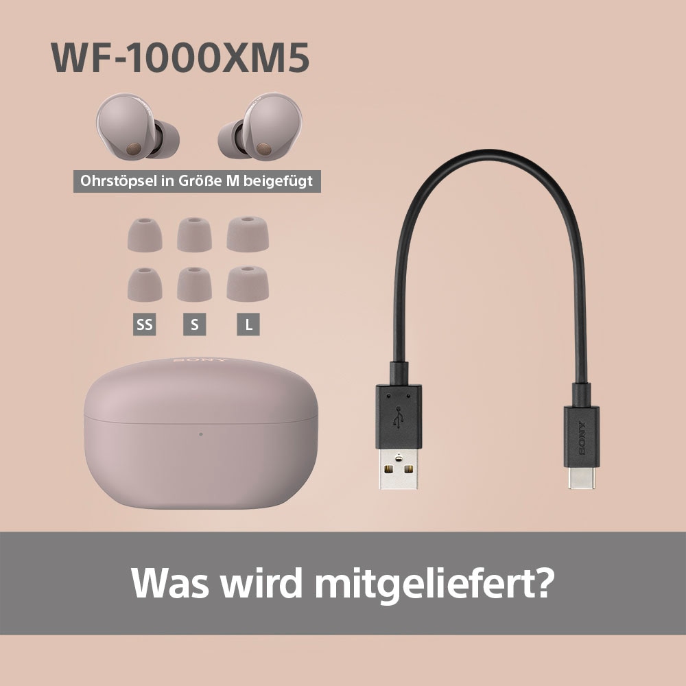 Sony wireless In-Ear-Kopfhörer »WF-1000XM5«, Bluetooth-A2DP Bluetooth-AVRCP Bluetooth-HFP-HSP, Noise-Cancelling-True Wireless-integrierte Steuerung für Anrufe und Musik