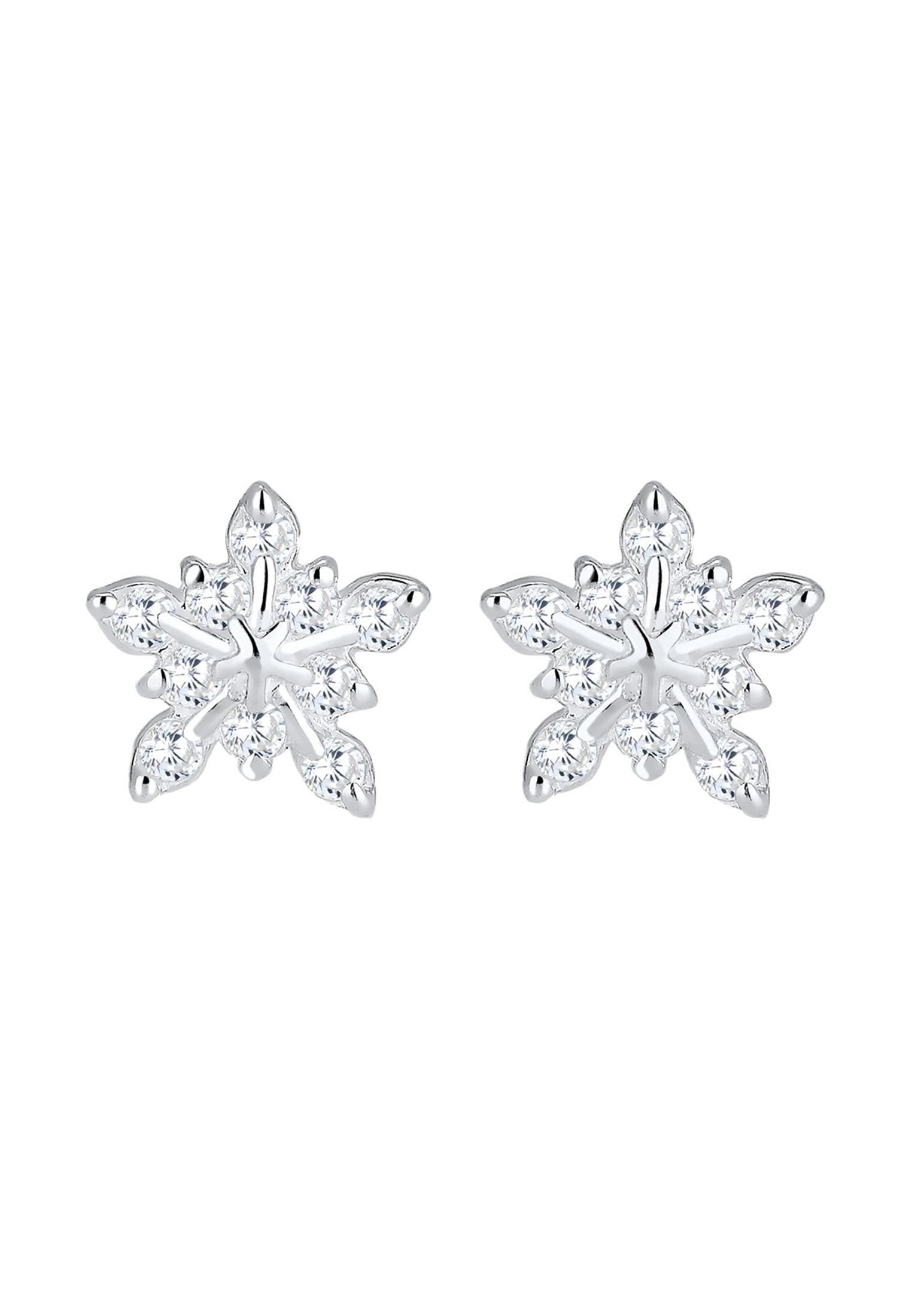 Elli Paar Ohrstecker »Ohrringe Schneeflocke Winter Zirkonia 925er Sterling Silber«