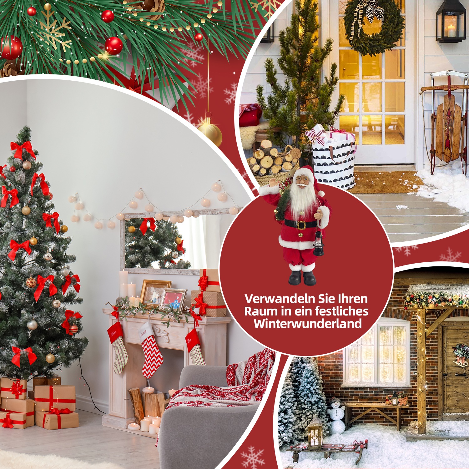 SHX Weihnachtsmann »Animierter Weihnachtsmann mit Sack«, Bewegung, Soundeffekte