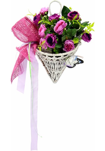 I.GE.A. Kunstpflanze »Rosen mit Schmetterling im Korb 30 cm«, (1 St.) kaufen