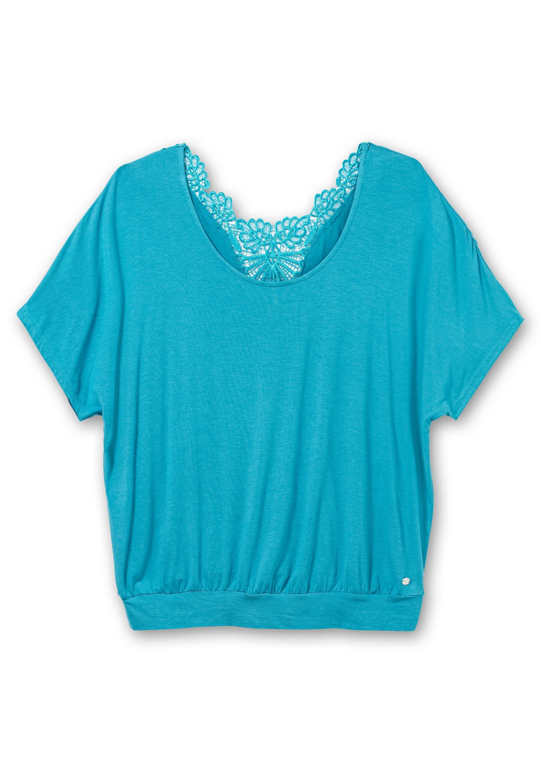 Sheego T-Shirt »Strandshirt mit Einsatz aus Spitze im Nacken«, mit Einsatz aus Spitze im Nacken