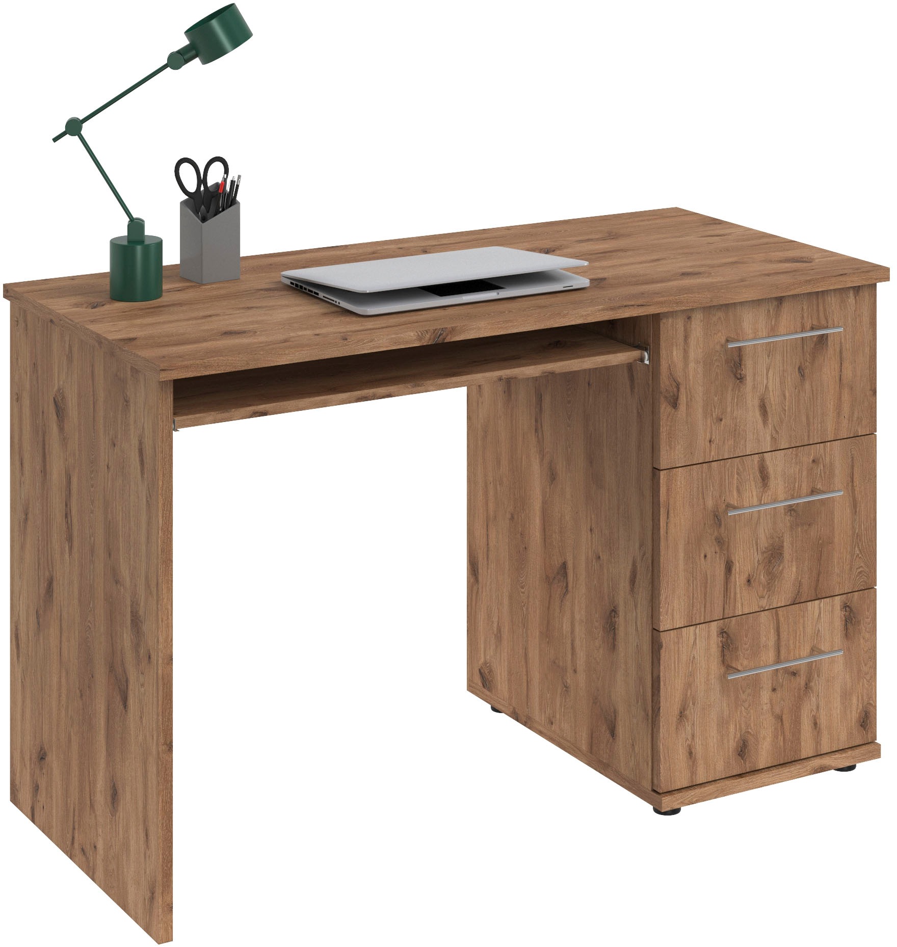 VOGL Möbelfabrik Schreibtisch »Tobi, optional mit Tastaturauszug,«, mit 3 Schubkästen, Breite 115 cm, Made in Germany