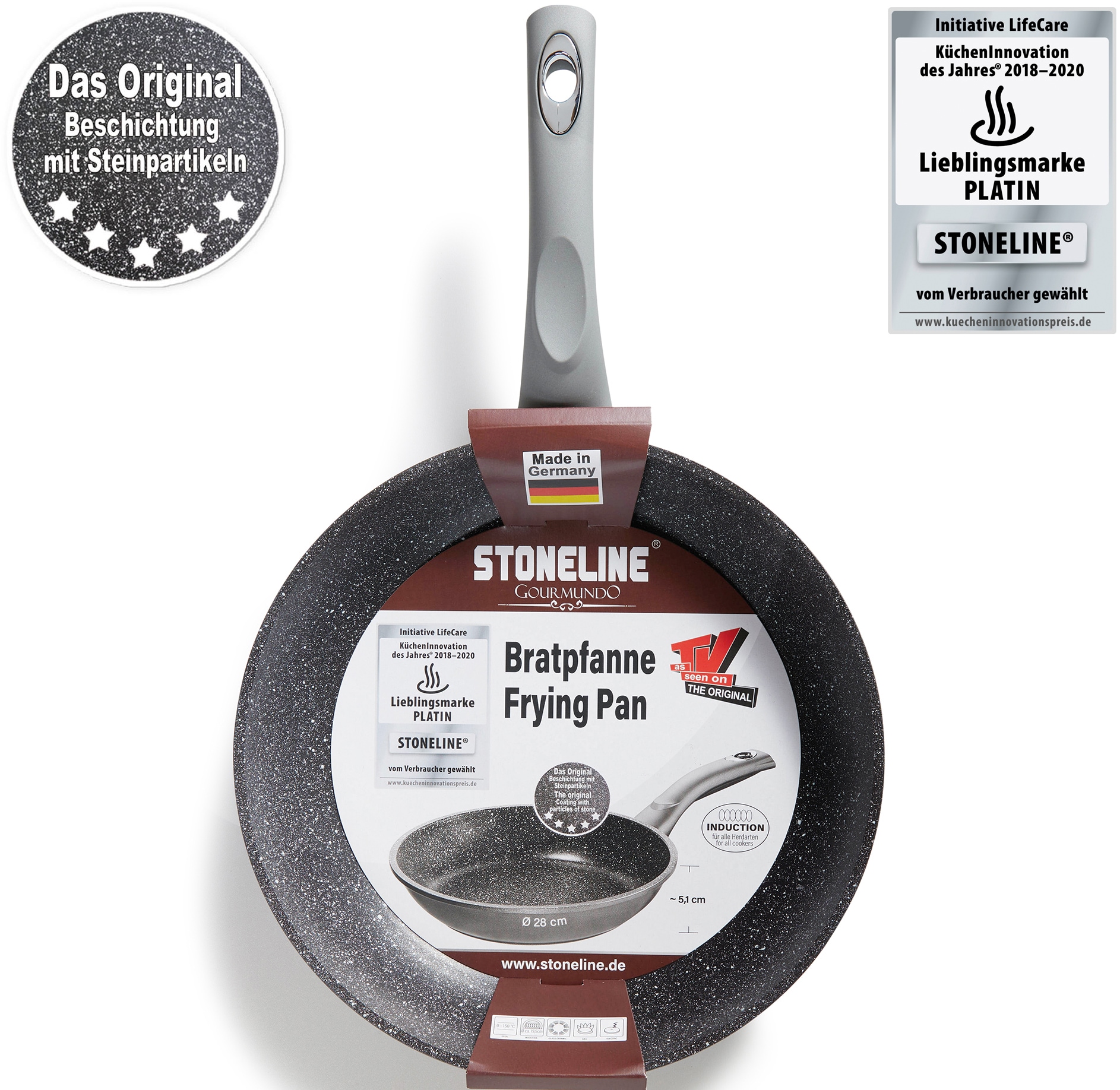 STONELINE Bratpfanne »Gourmundo«, Aluminium, (1 tlg.), Made in Germany, STONELINE®-Antihaftbeschichtung, Indukton, Induktion