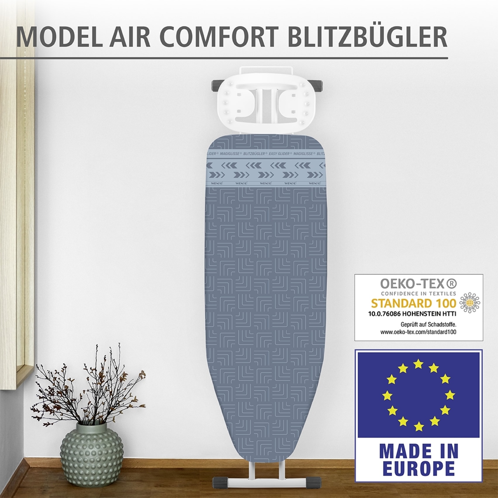 WENKO Bügelbrettbezug »Modell Air Comfort XL/Universal«, mit Blitzbüglerzone, Baumwolle, 5 Lagen, Bügelfläche 140x48 cm