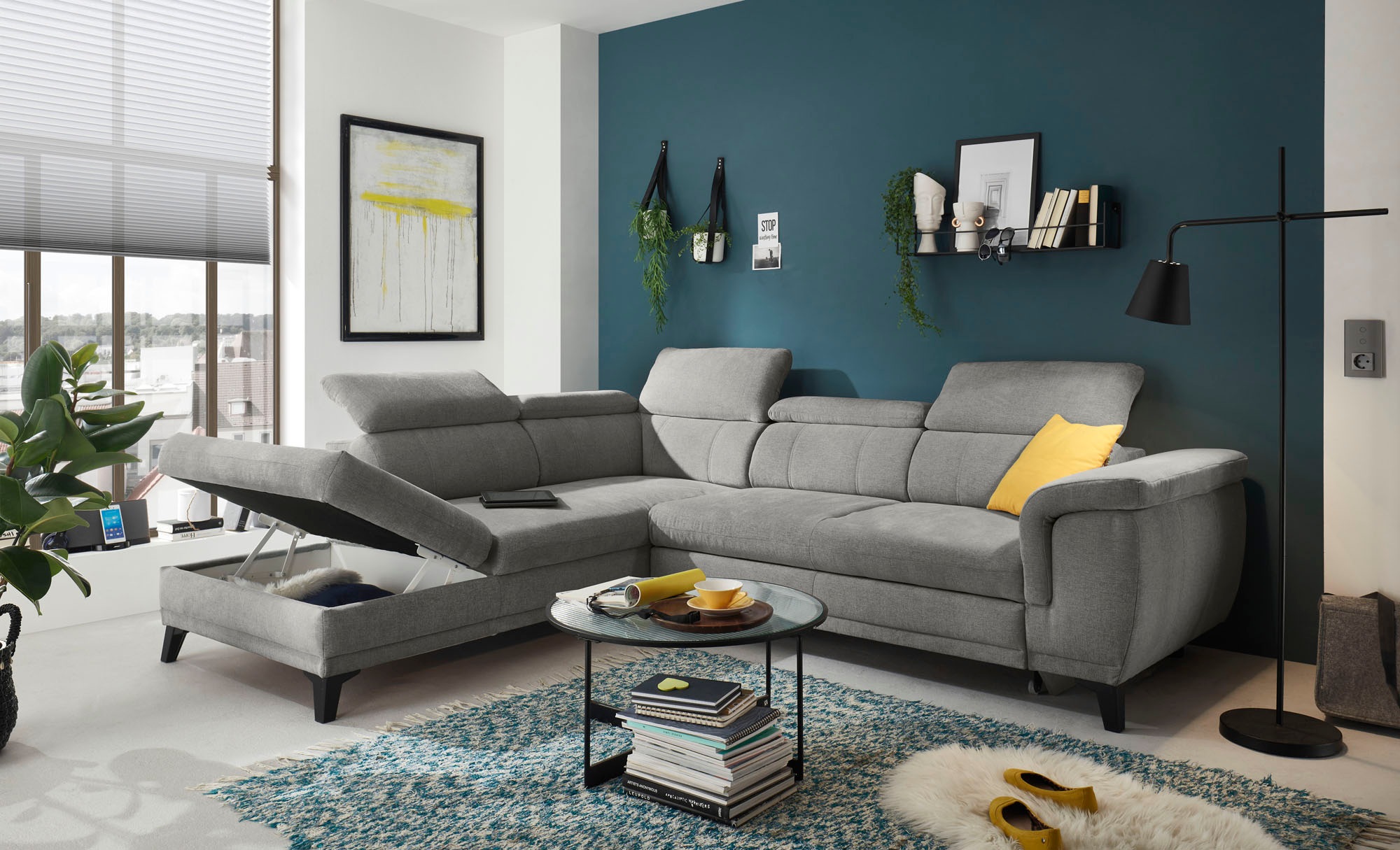 ED EXCITING DESIGN Ecksofa »Albany L-Form«, mit Bettfunktion, Bettkasten & Kopfteilverstellung