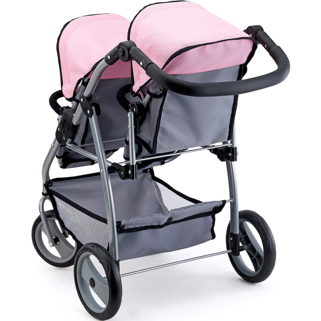 Bayer Puppen-Zwillingsbuggy »rosa/grau«