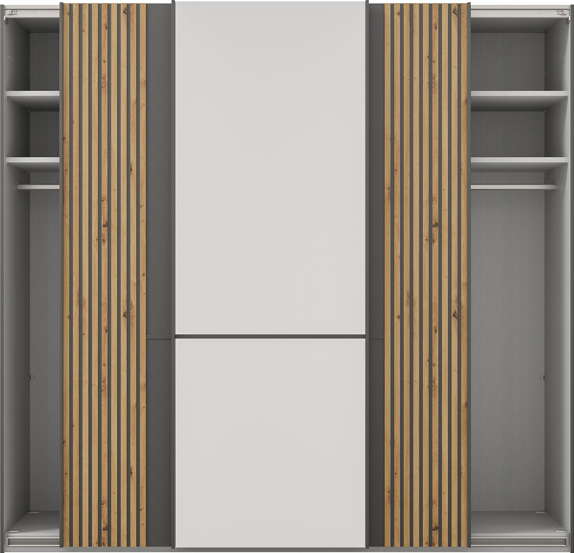 Musterring Schwebetürenschrank »Isabelle« Türen mit Lamellenoptik, mittige Spiegeltür, verschiedene Größen