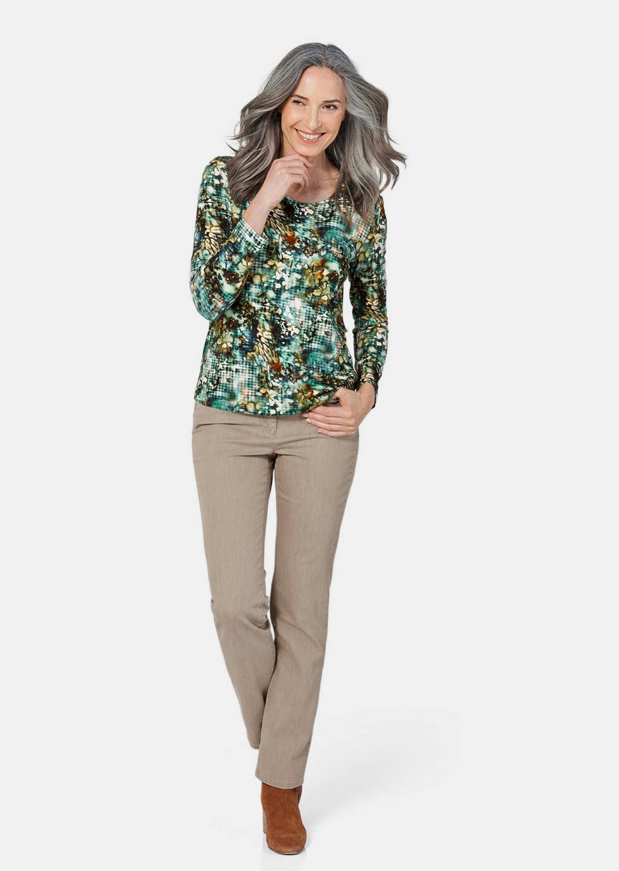 GOLDNER Print-Shirt »Langarmshirt mit Druck«