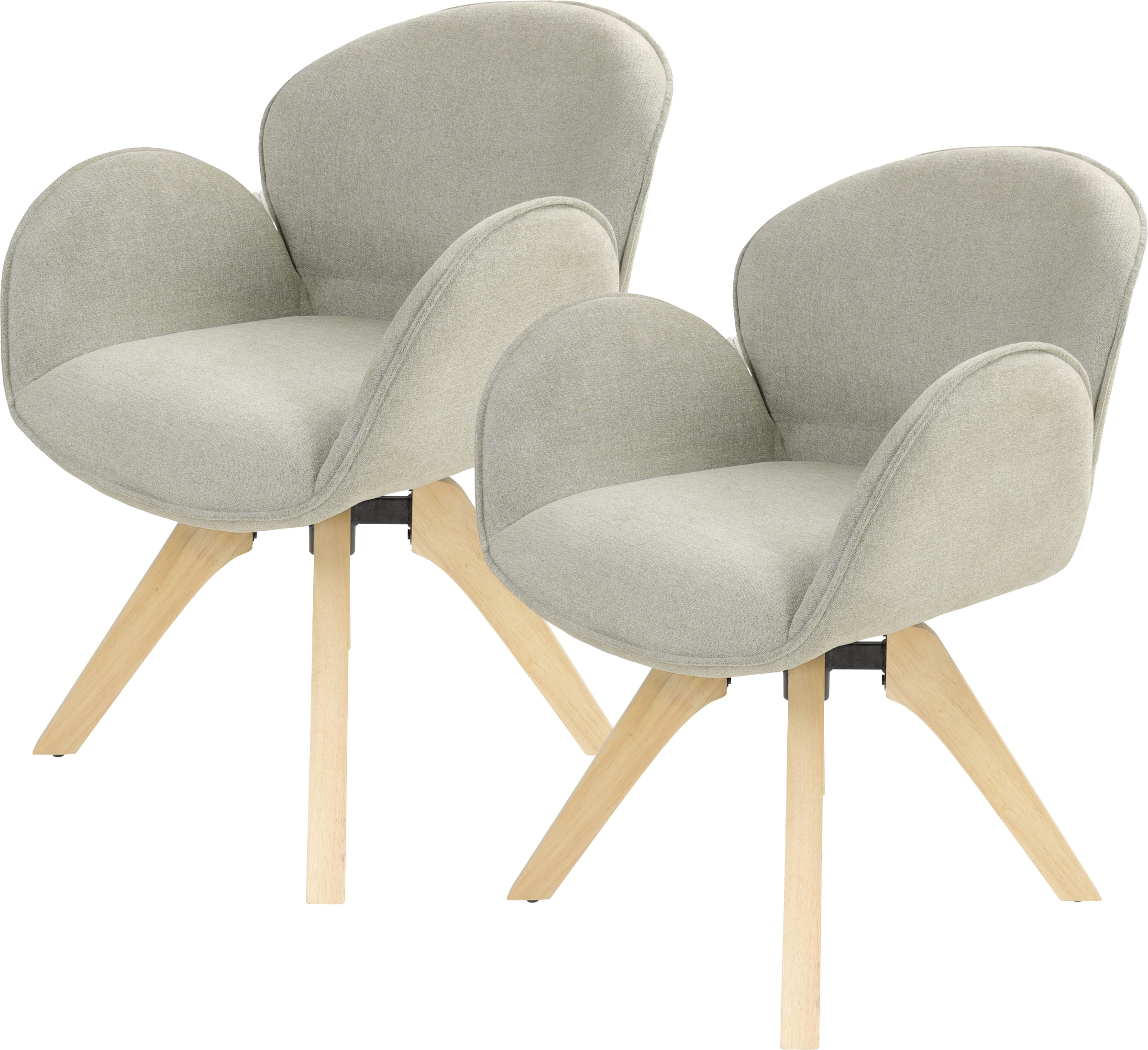 TOM TAILOR HOME Armlehnstuhl »WINGS ARMCHAIR«, (Set), 2 St., Chenille, mit Armlehnen, drehbar, Rückholfunktion, Massivholzgestell
