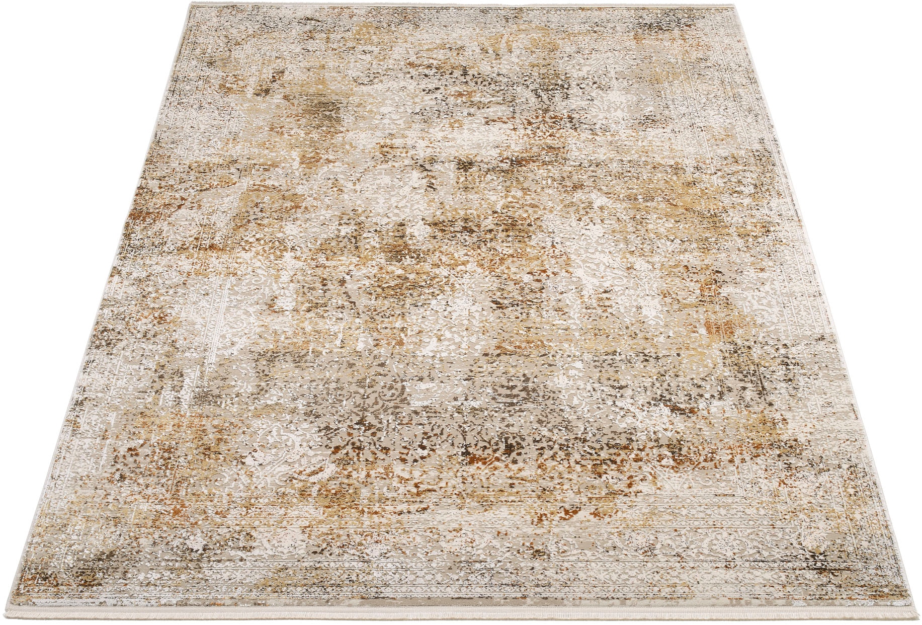 OCI DIE TEPPICHMARKE Läufer »BESTSELLER CAVA« rechteckig 8 mm Höhe Glanz Viskose, mit Fransen, Wohnzimmer