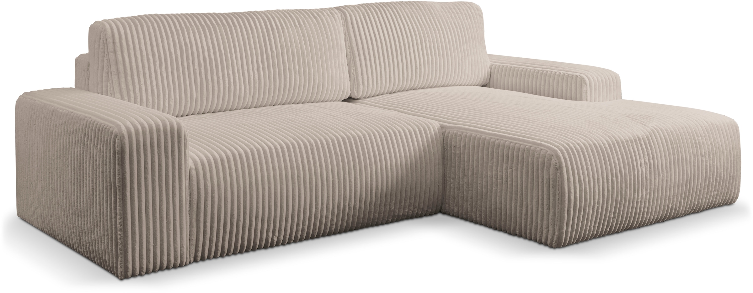 WERK2 Ecksofa »Hugo-L L-Form«, Design Ecksofa in Cord mit Schlaffunktion & Bettkasten