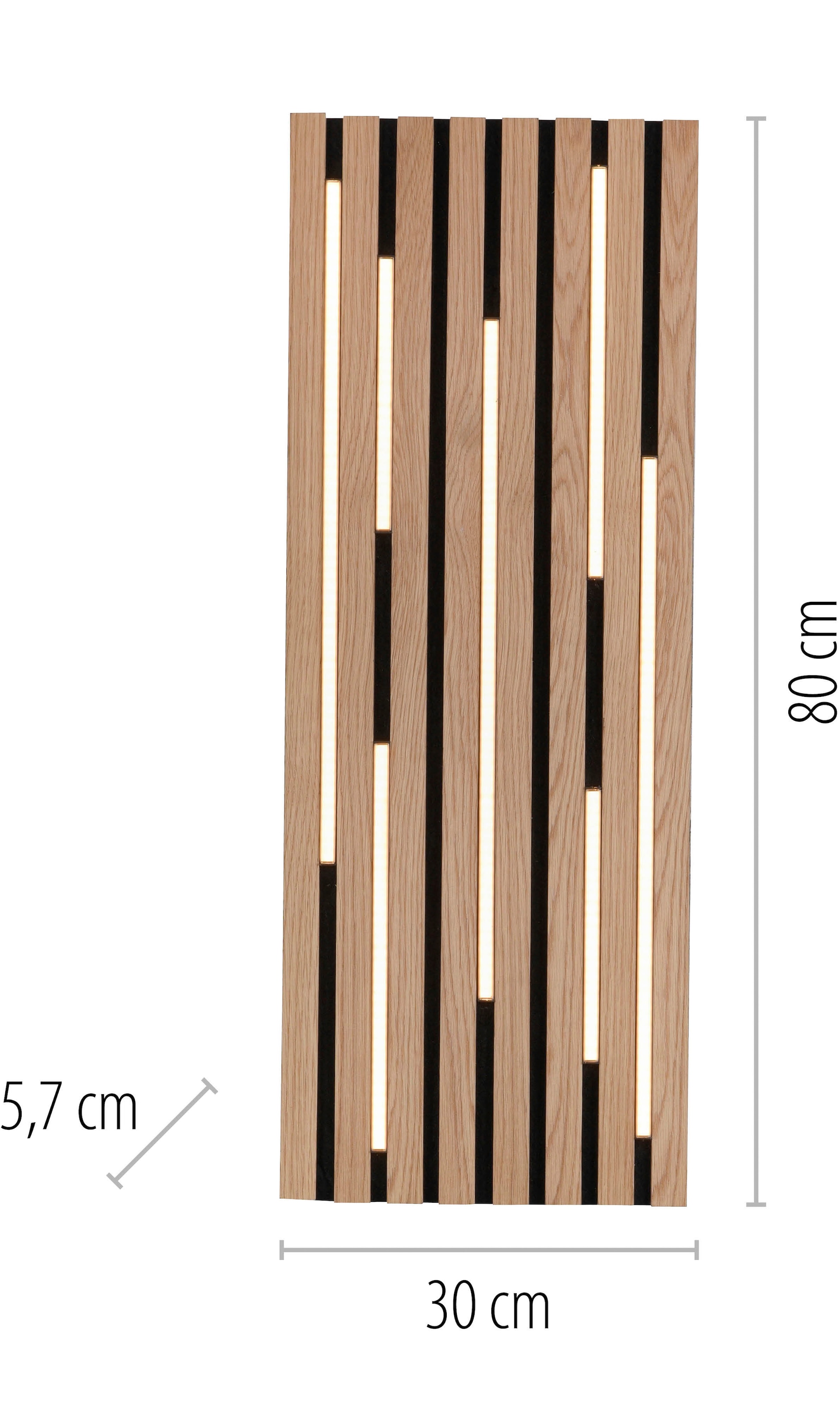 andas Deckenleuchte »Unnestad Akustikpaneele«, 1 flammig, Leuchtmittel LED-Board | LED fest integriert, schwarze LED Diffuser, Holz, Akustik, Paneele, 3000K - 80 x 30 cm