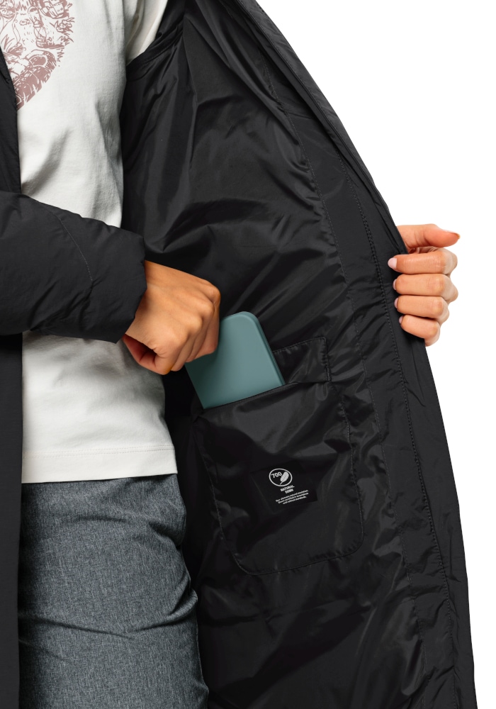 Jack Wolfskin Daunenmantel »MARIENPLATZ COAT W RDS« Daunenmantel, warm, winddicht und wasserabweisend