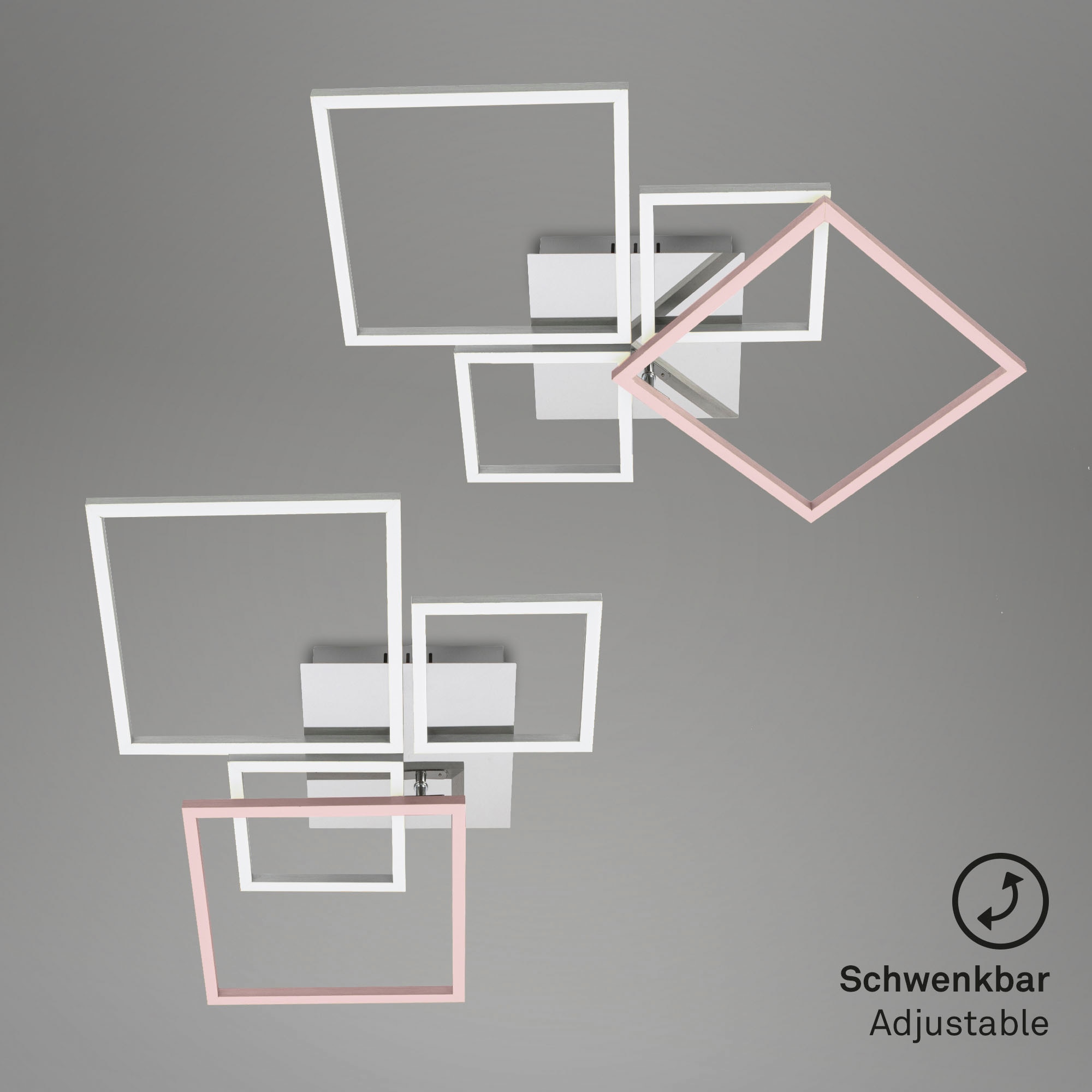 Briloner Leuchten LED Deckenleuchte »3093018 FRAME«, Leuchtmittel LED-Board | LED fest integriert, Deckenlampe, 75x46,7x7,5cm, Chrom-Alu, Wohnzimmer, Schlafzimmer