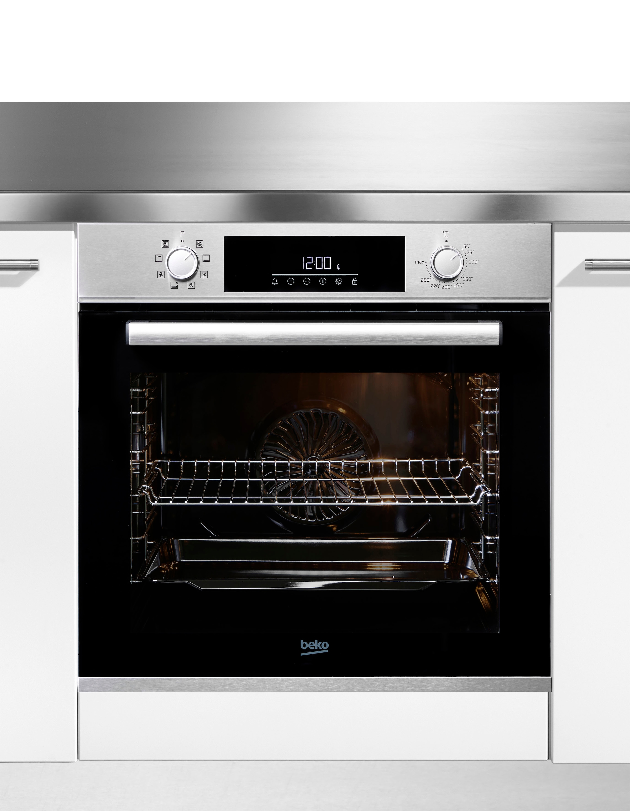 BEKO Backofen-Set »BBSM12340X«, mit Teleskopauszug nachrüstbar, Simple Steam Reinigungsfunktion, Induktions-Kochfeld