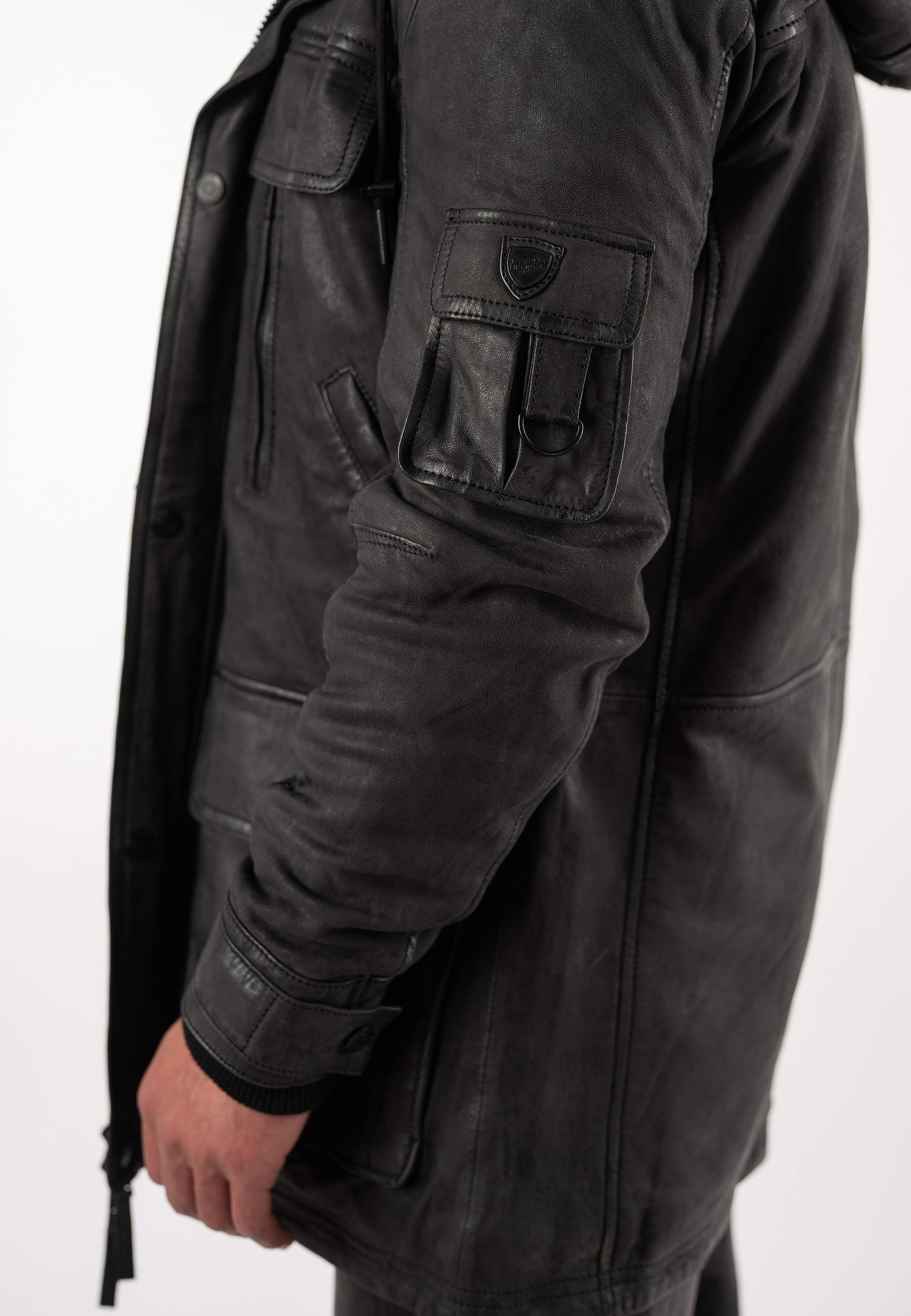 Mauritius Parka »MMUnimak« mit Kapuze aus Leder mit textilen Details
