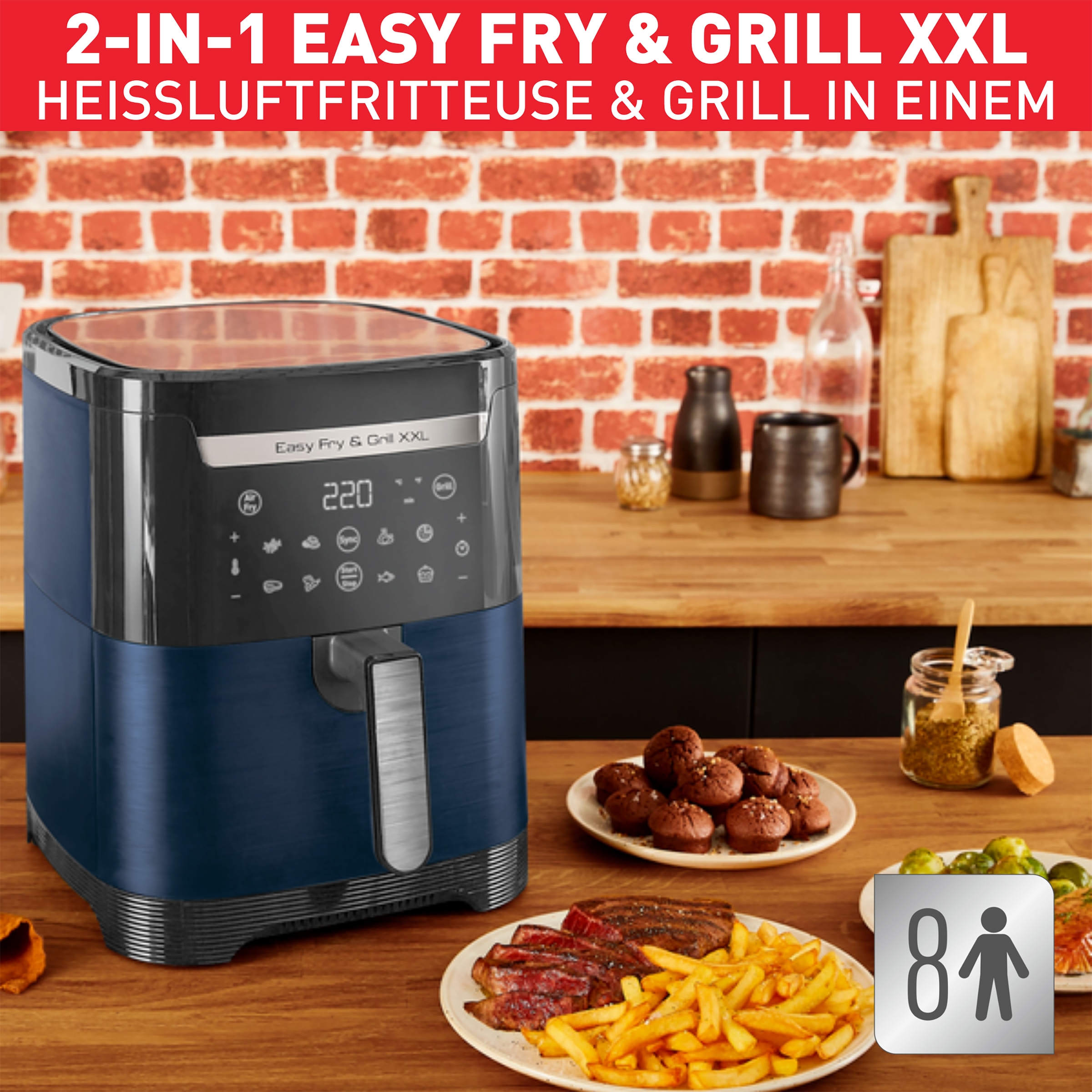 Tefal Heißluftfritteuse »EY8014 Easy Fry & Grill XXL«, 1830 W