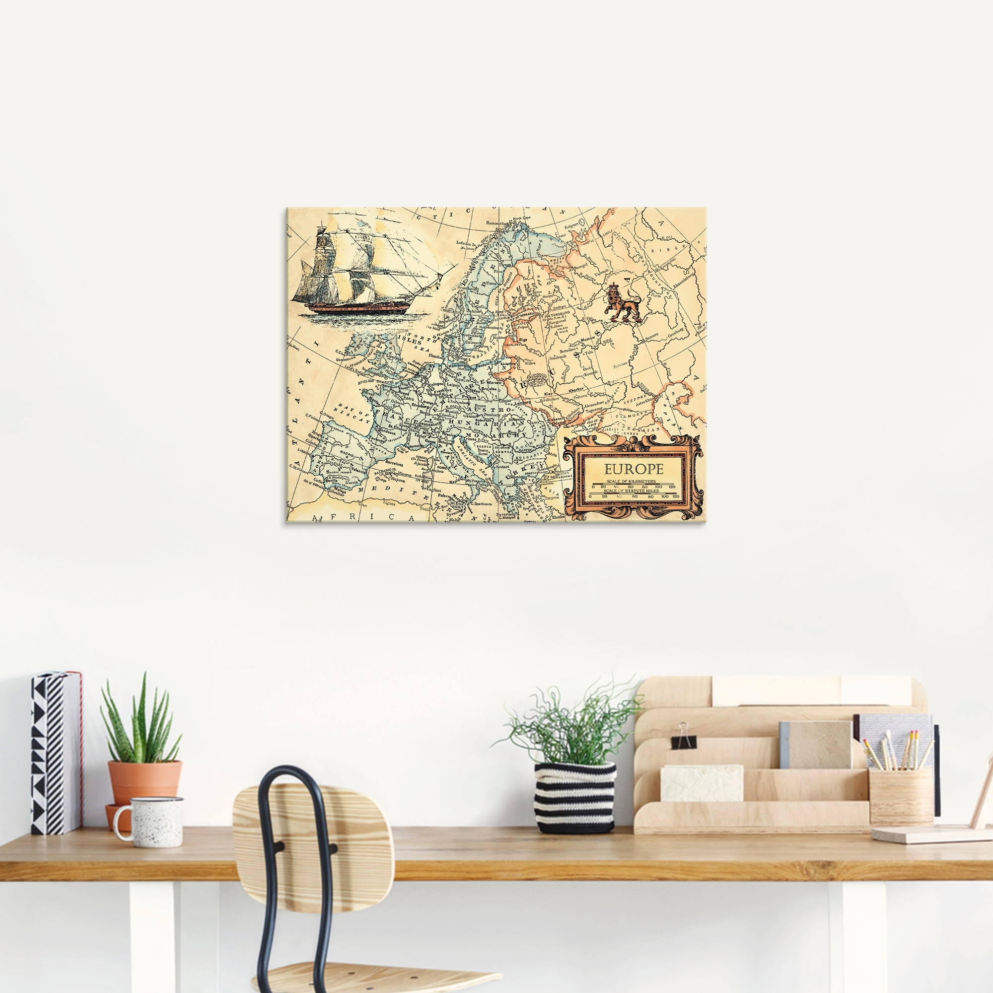Artland Glasbild »Europakarte«, Landkarten, (1 St.), in verschiedenen Größen