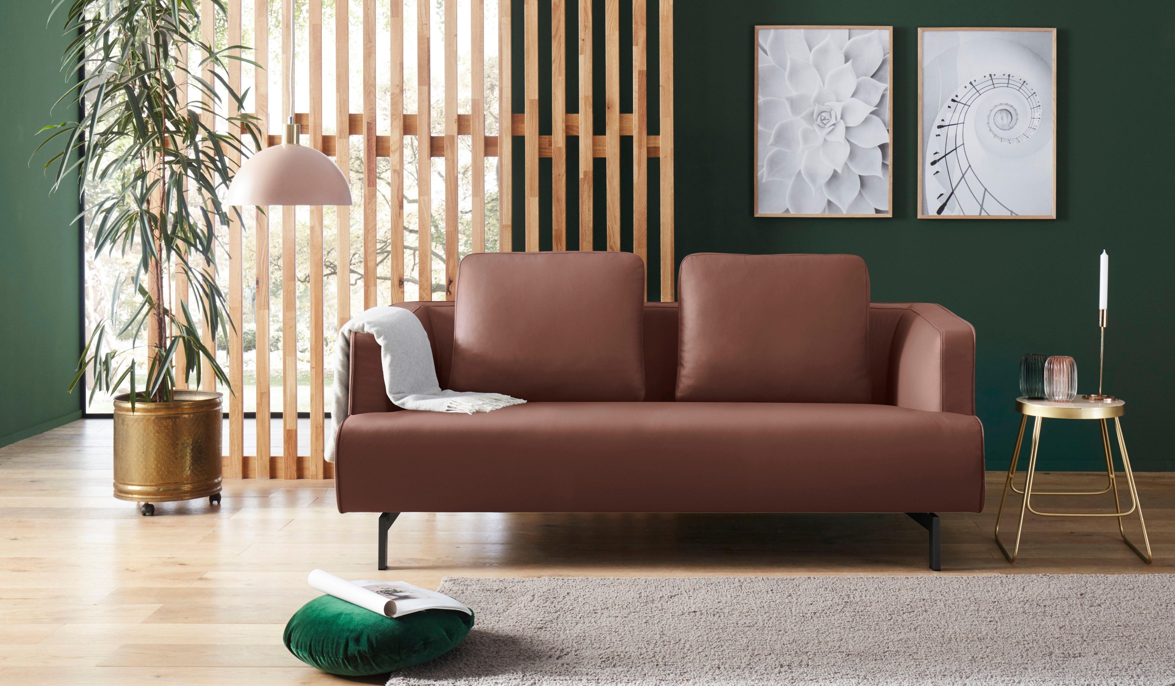 hülsta sofa 3-Sitzer »hs.440«, wahlweise in Stoff oder Leder, Spangenfüße umbragrau